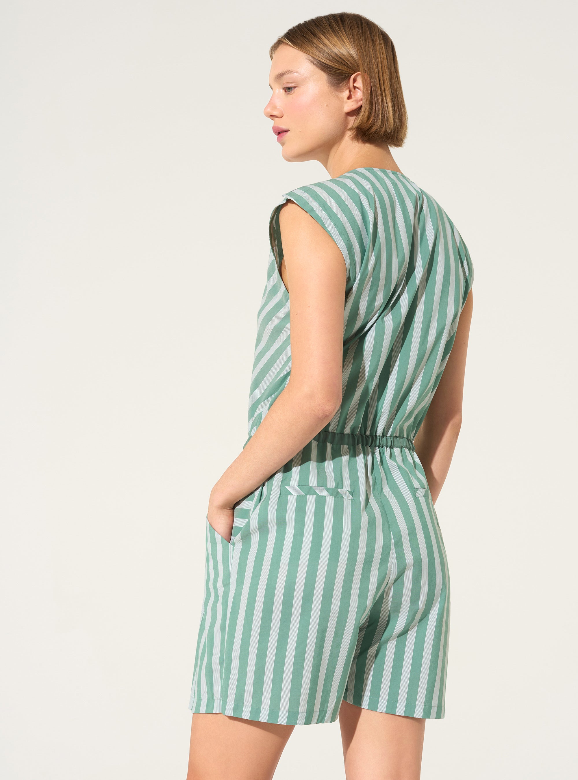 Playsuit made from upcycled green cotton