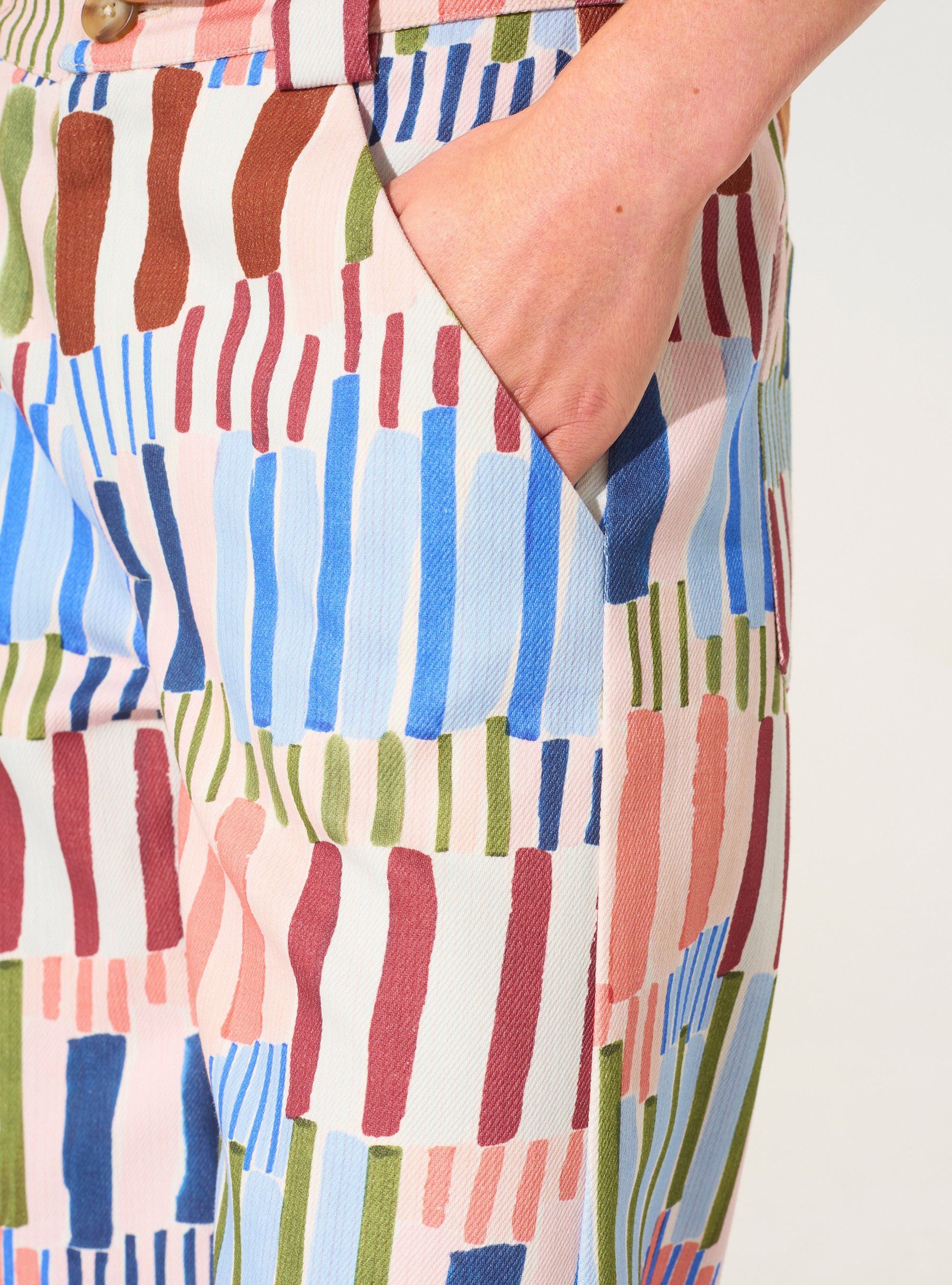 Blue printed cotton jeans