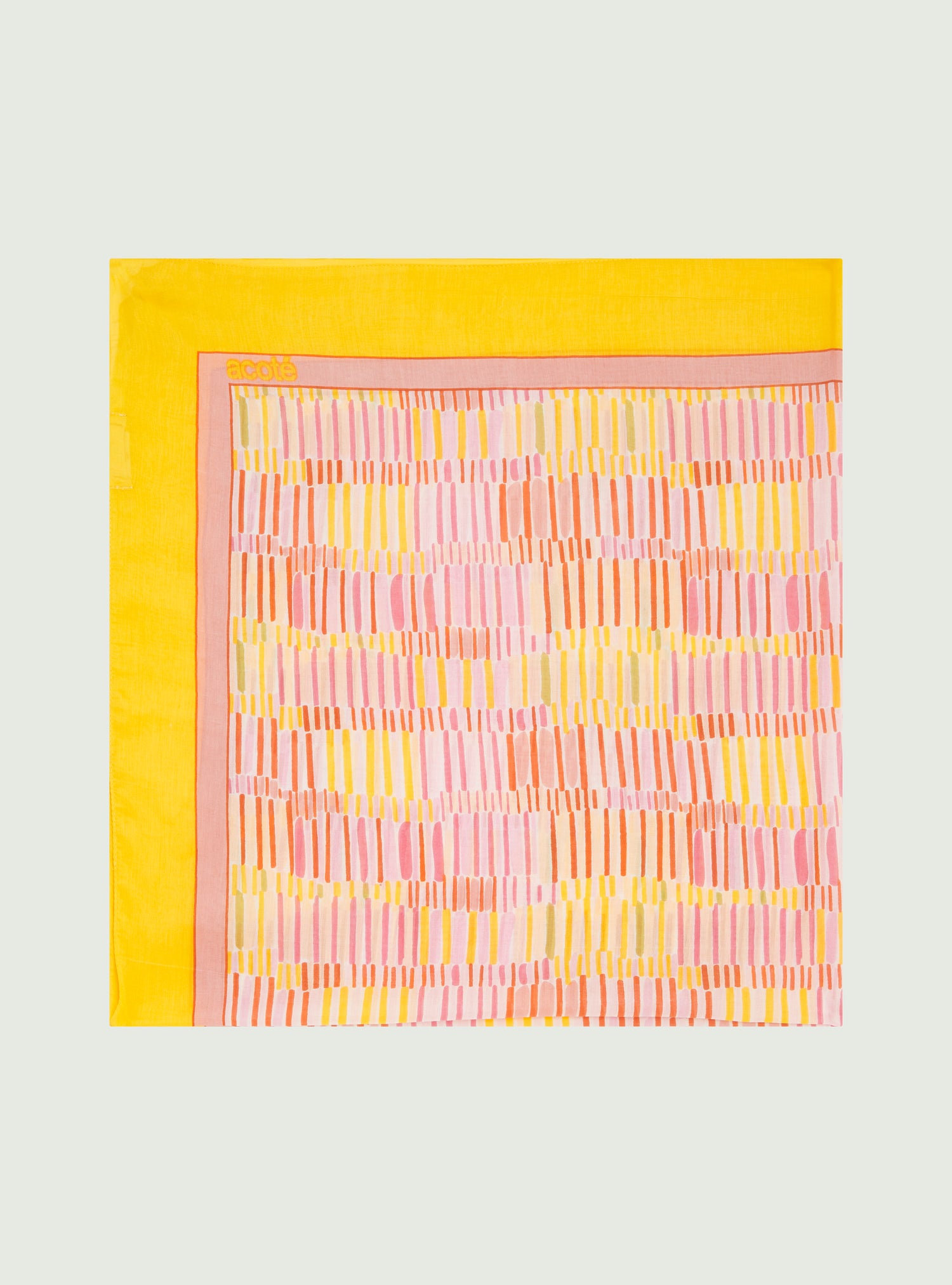 Red printed scarf in cotton and silk