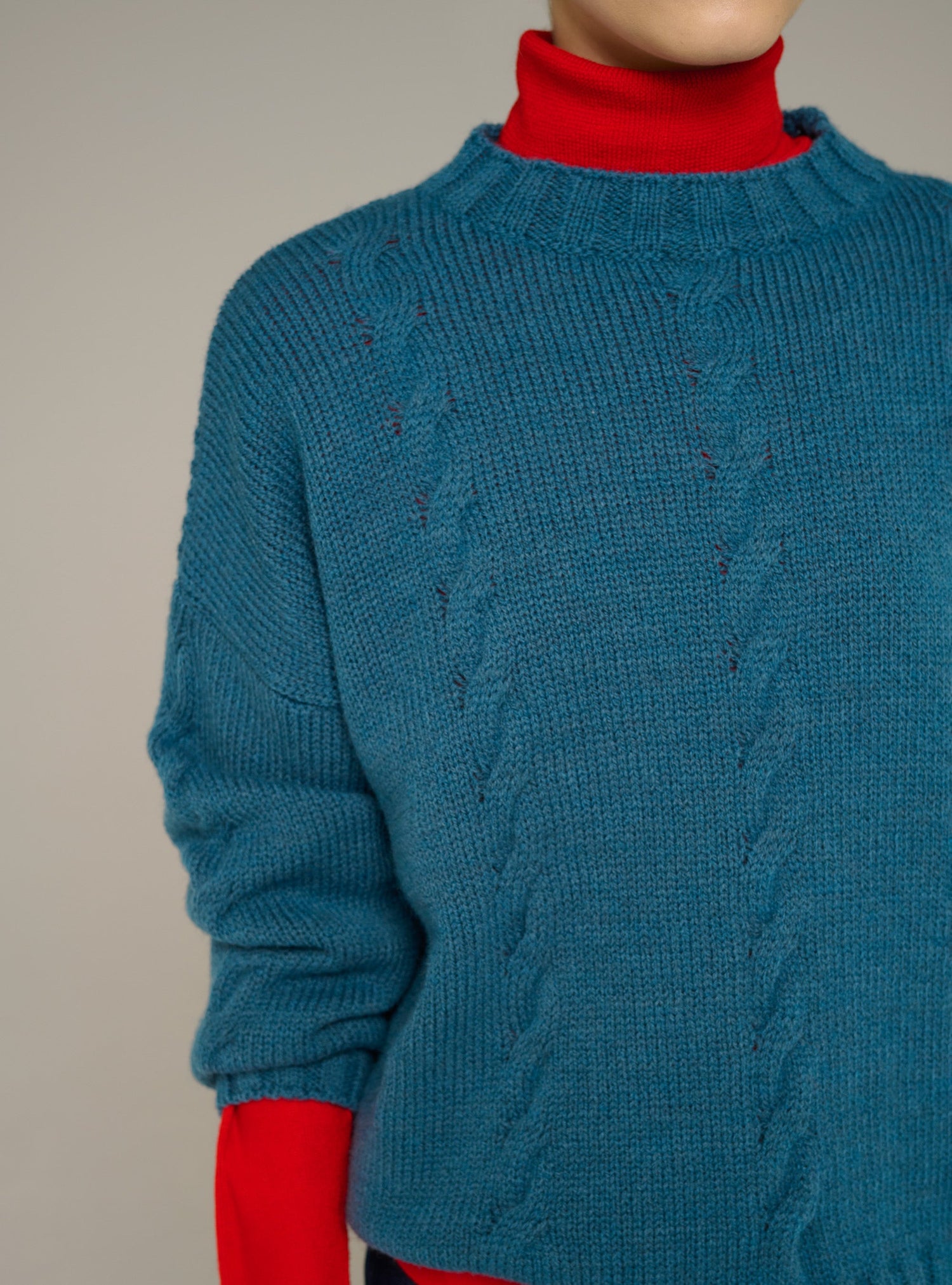 Cotélac acoté pull col rond oversize en maille torsadée