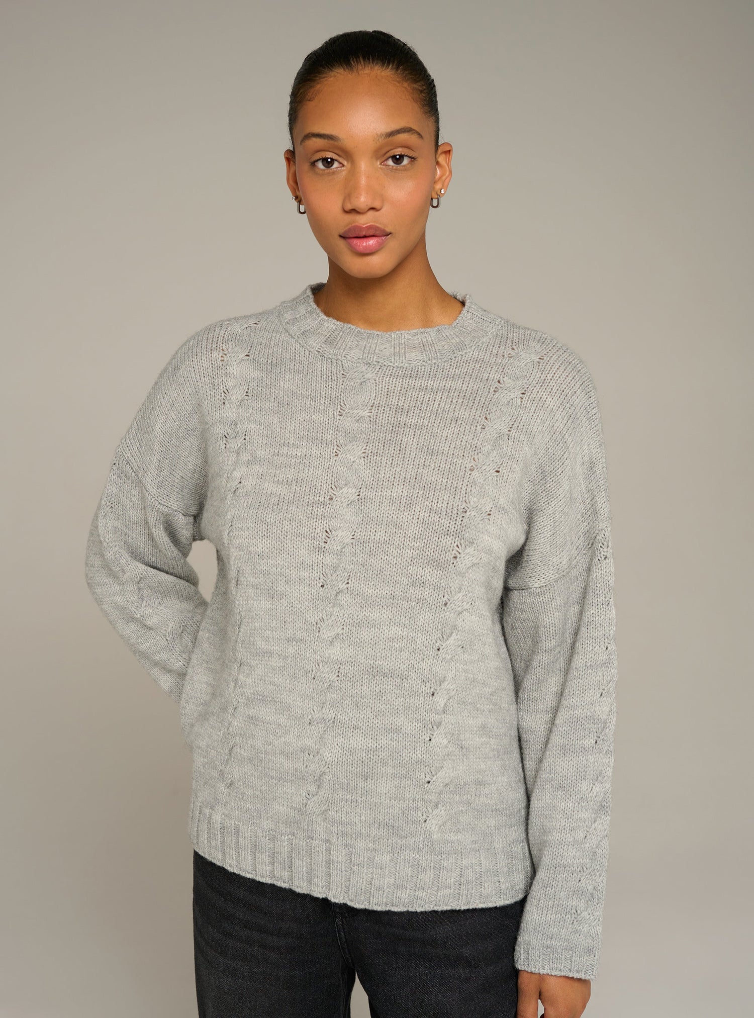 Cotélac acoté pull col rond oversize en maille torsadée