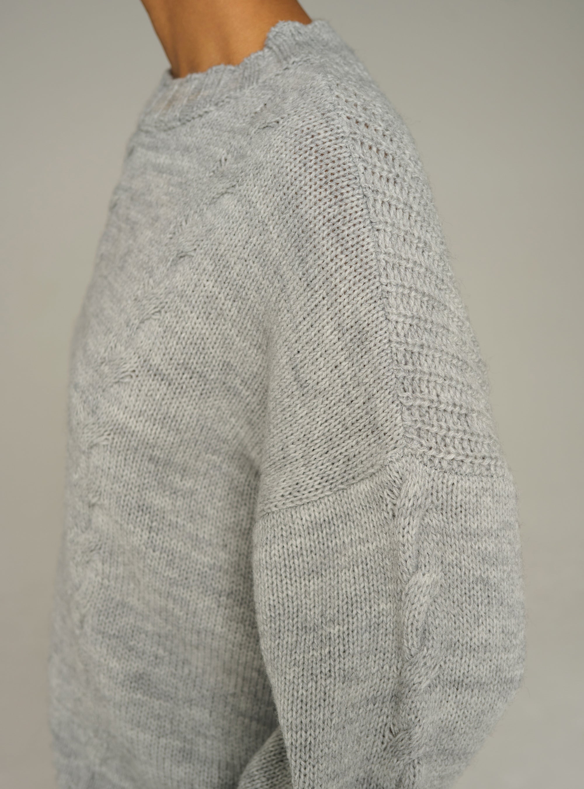 Cotélac acoté pull col rond oversize en maille torsadée