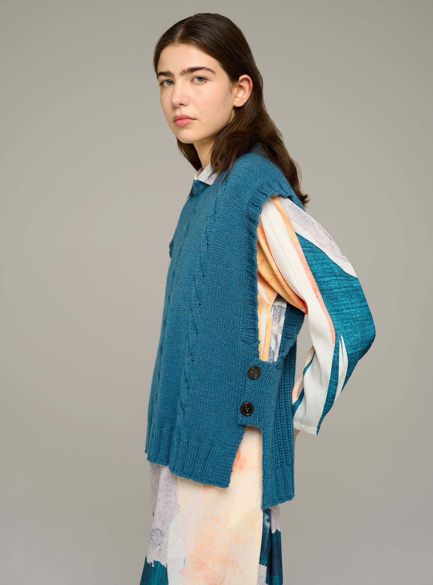 Pull sans manches en maille torsadée