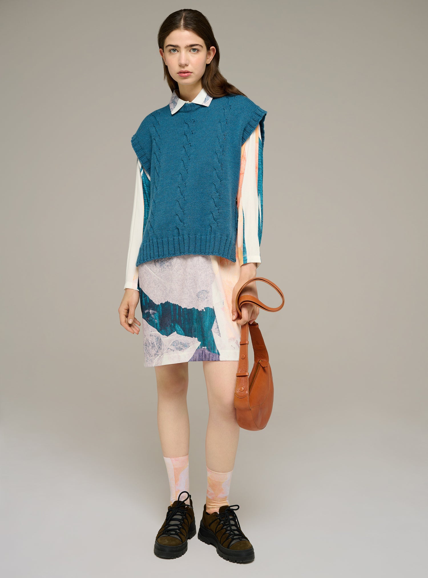 Pull sans manches en maille torsadée