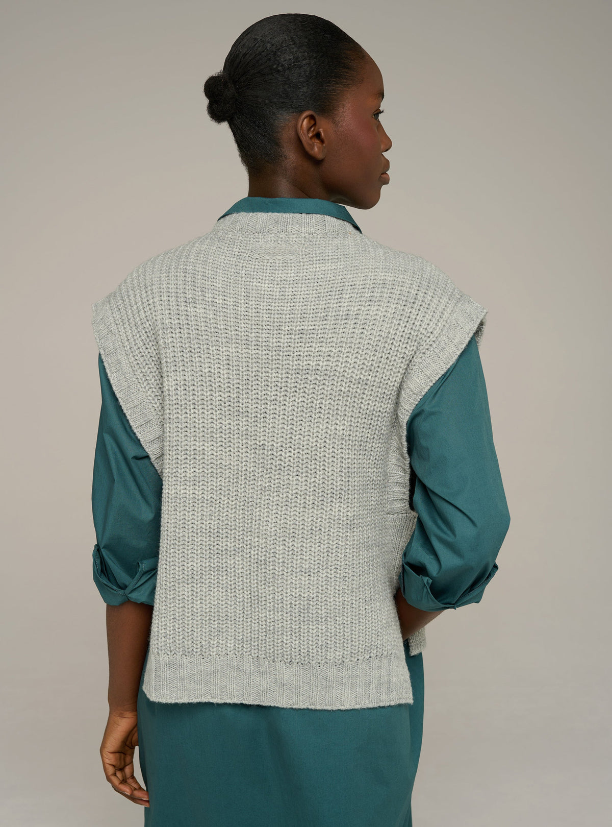 Cotélac acoté pull sans manches en maille torsadée