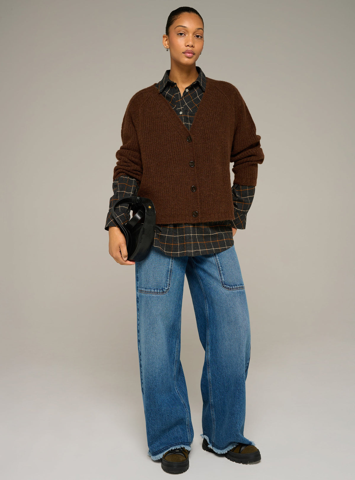 Cotélac acoté cardigan col v oversize en maille côtelée