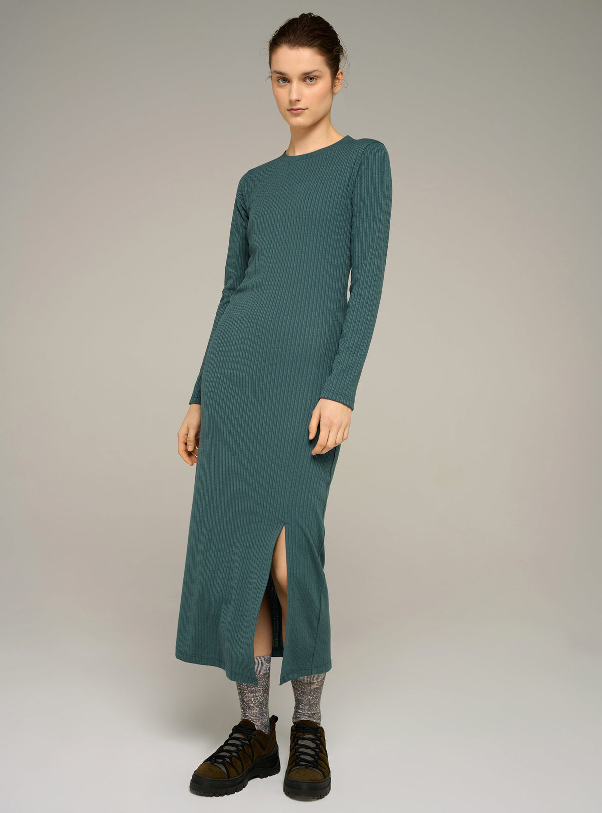 Robe longue en maille tricotée en France acoté 
