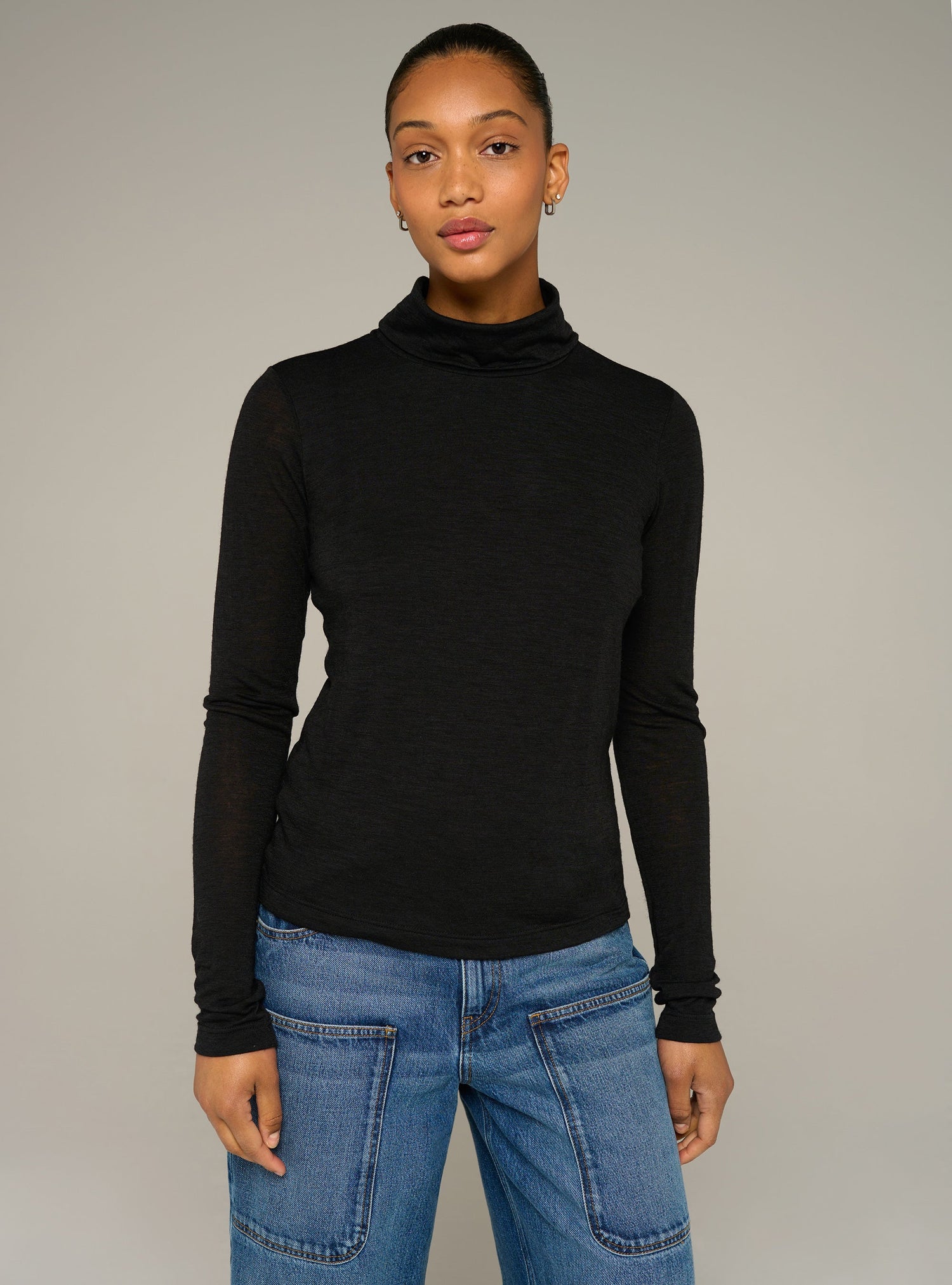 Cotélac acoté sous-pull manches longues col roulé ajusté en jersey