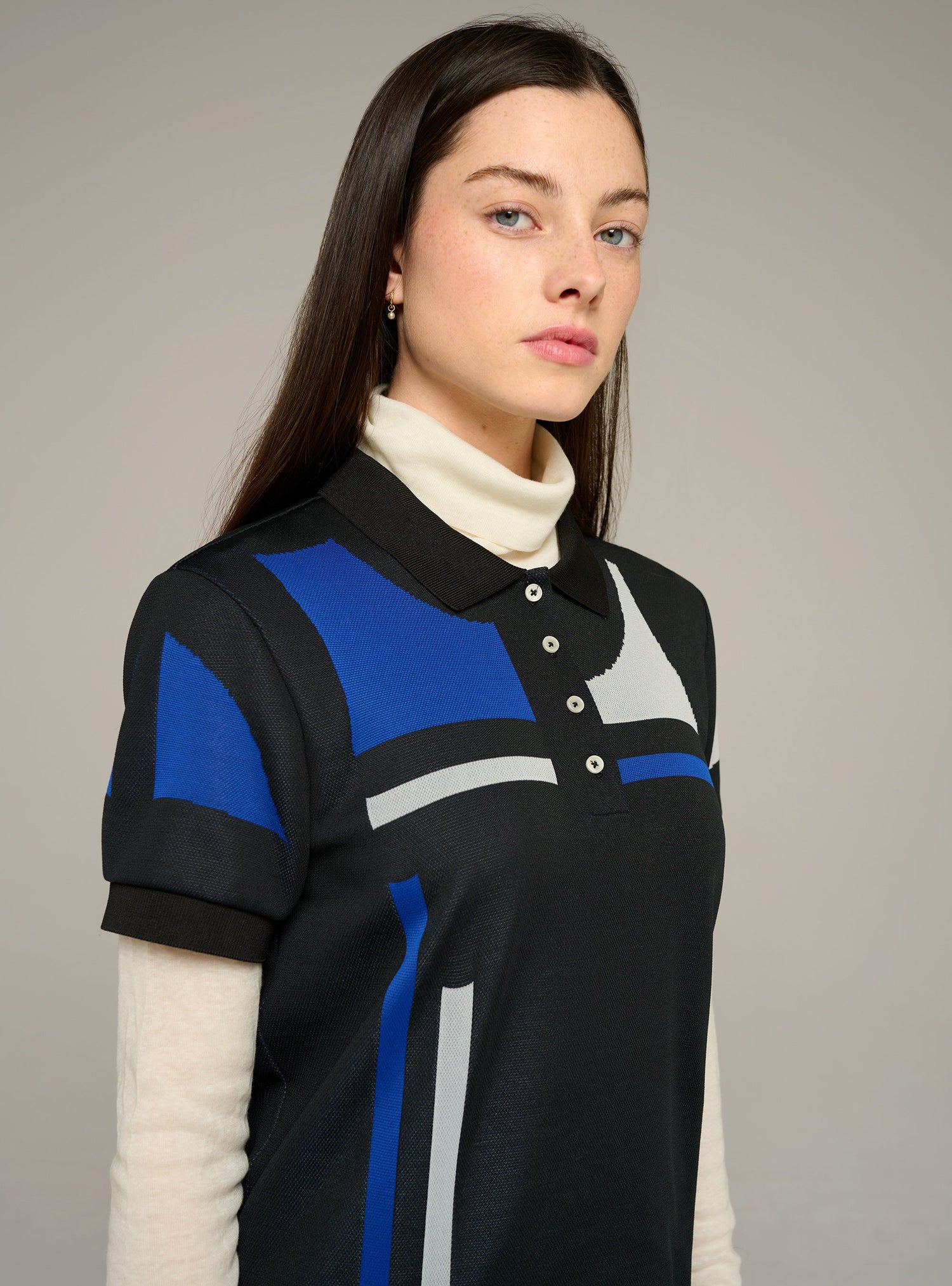 Cotélac acoté robe courte manches courtes en jacquard
