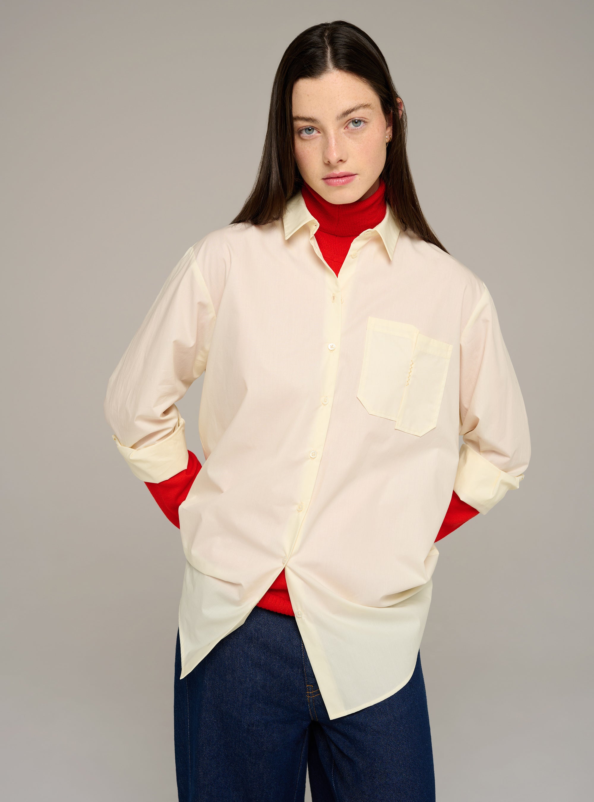 Cotélac acoté chemise manches longues en popeline de coton biologique