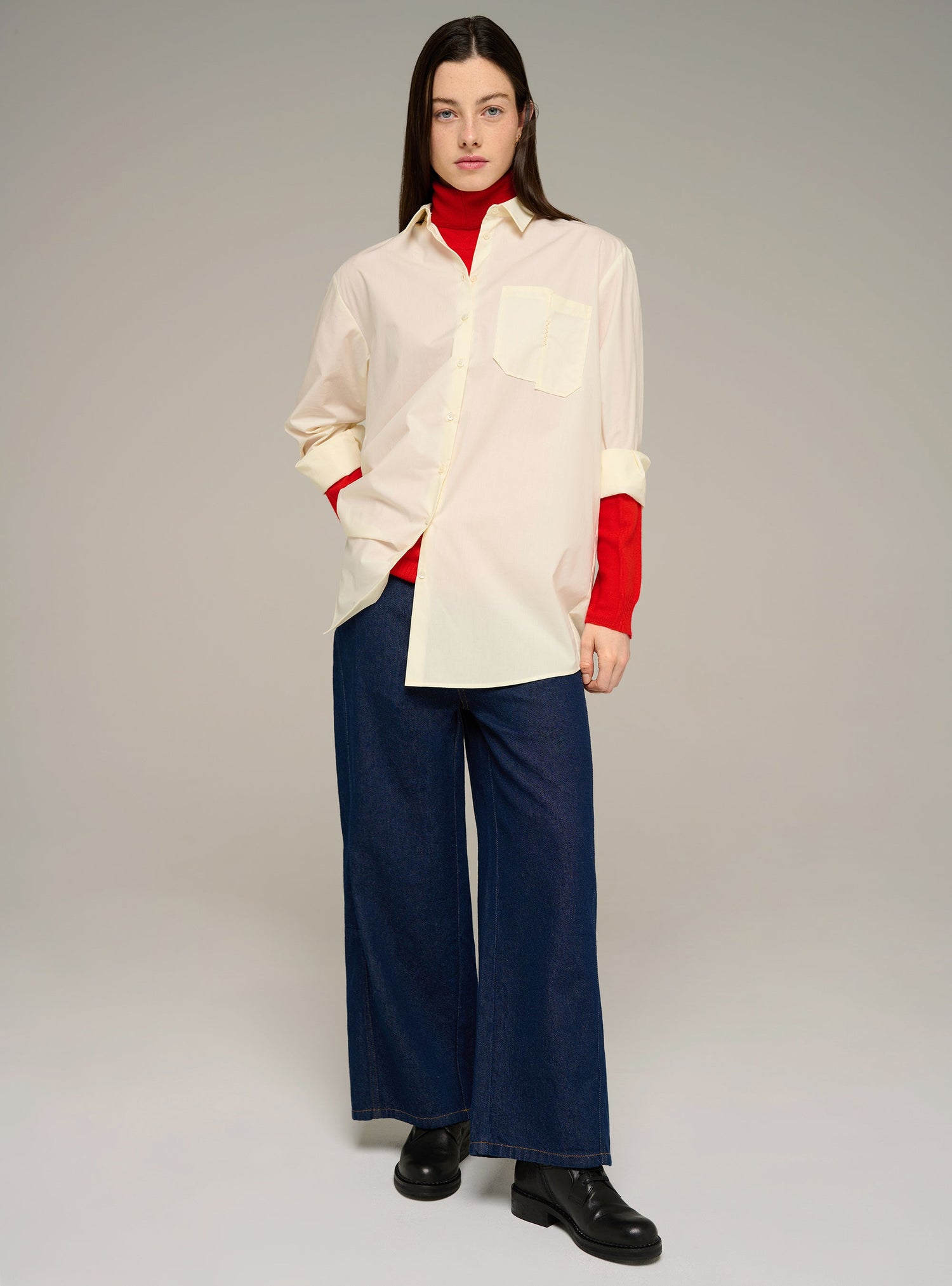 Cotélac acoté chemise manches longues en popeline de coton biologique