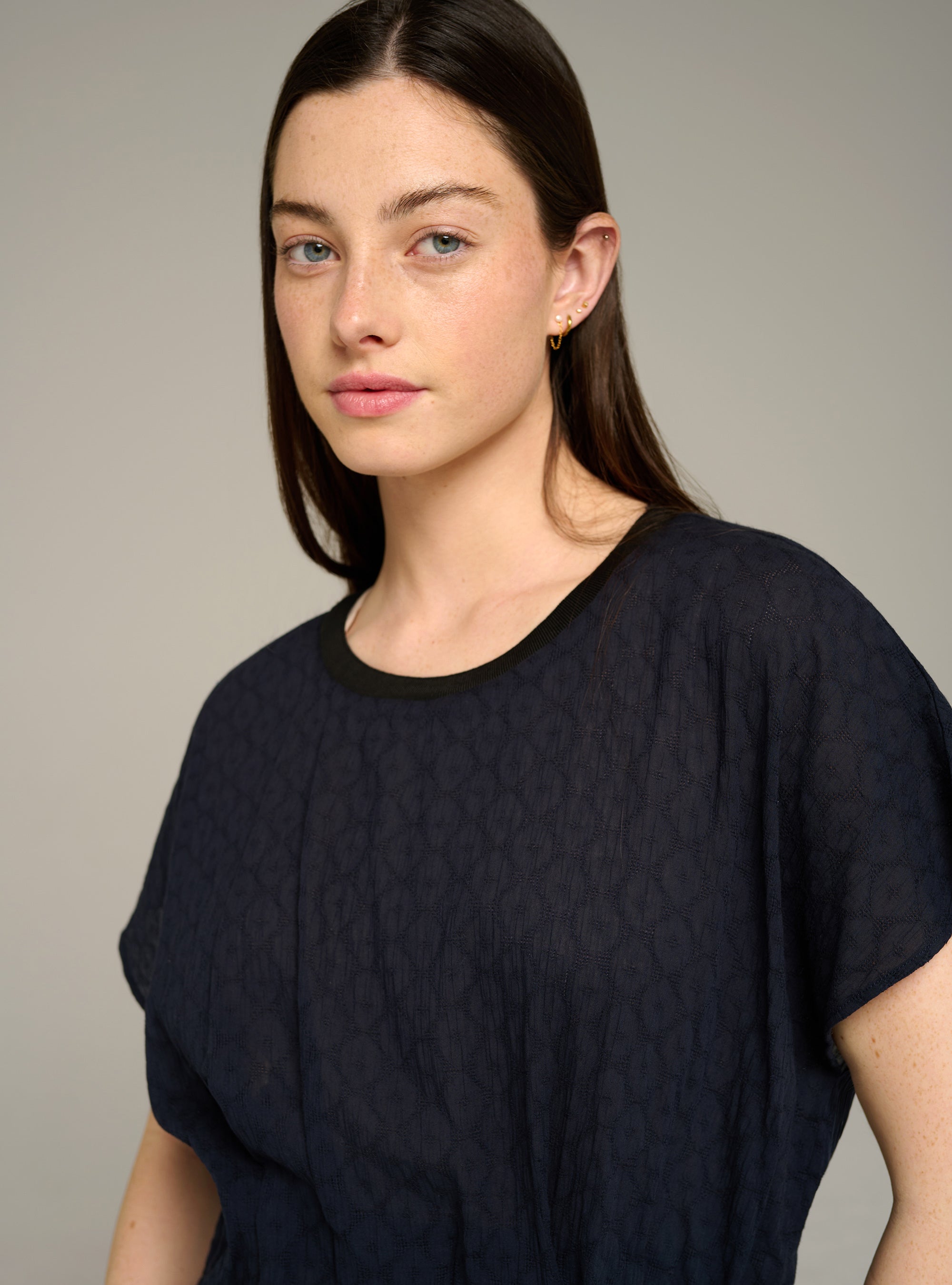 Cotélac acoté blouse droite manches courtes imprimée en coton