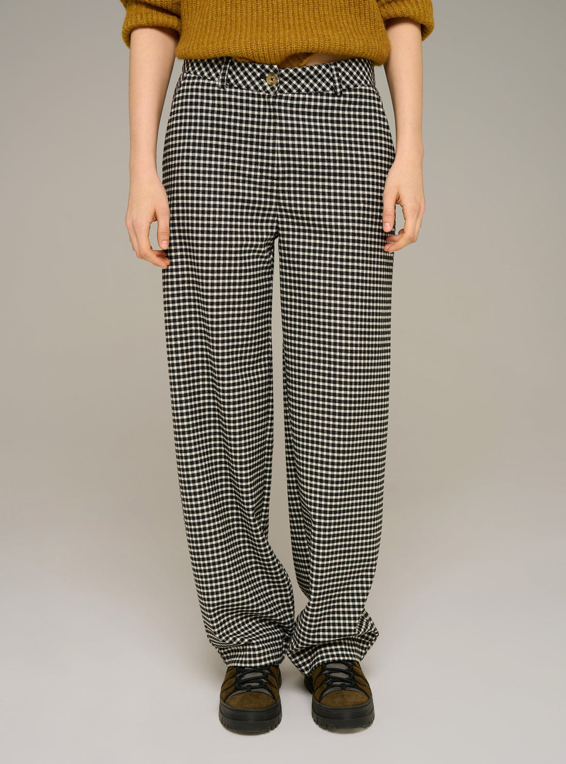 Cotélac acoté pantalon large en flanelle imprimé carreaux