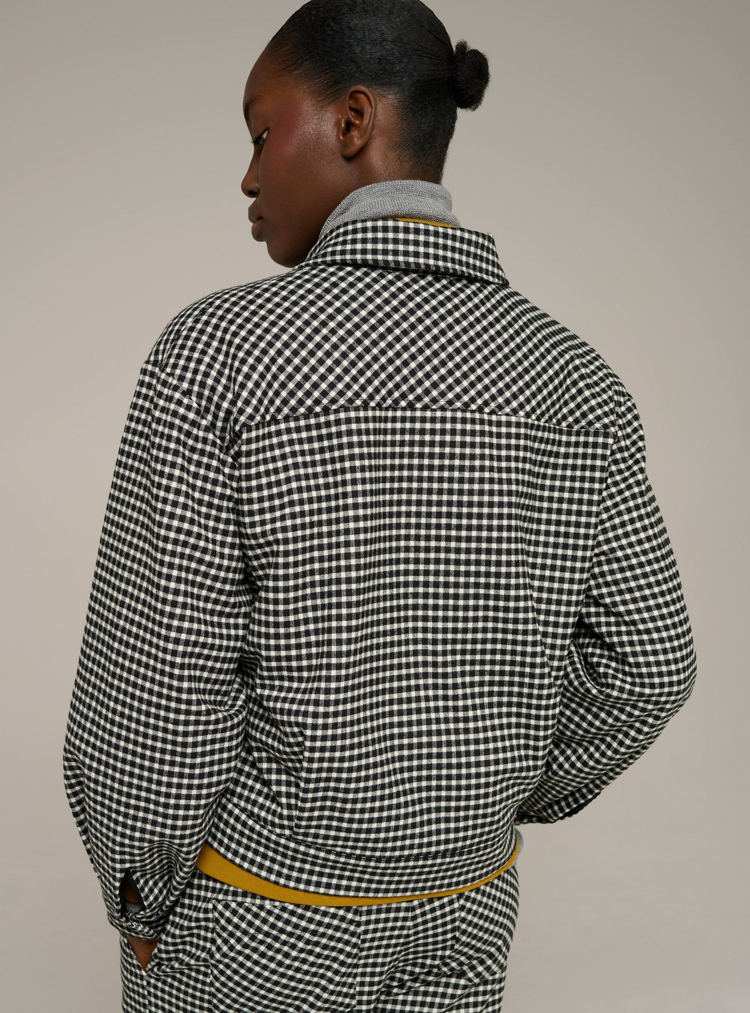Cotélac acoté veste oversize col chemise imprimée carreaux