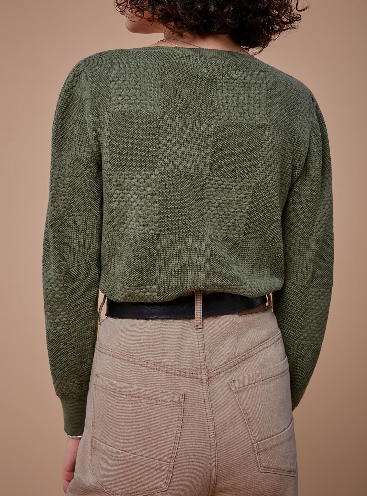 Long Sleeve Checkered Sweater