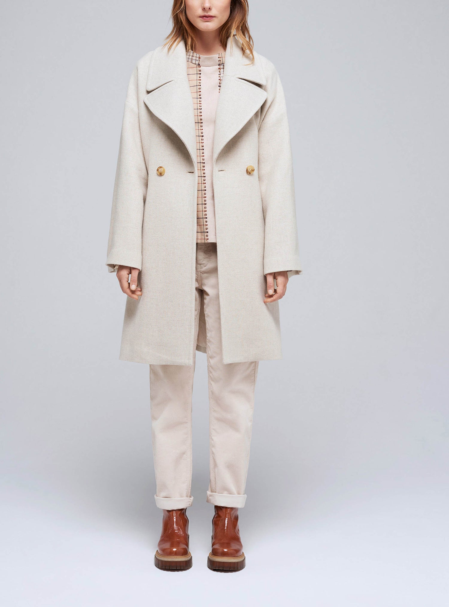 Manteau en laine et lin