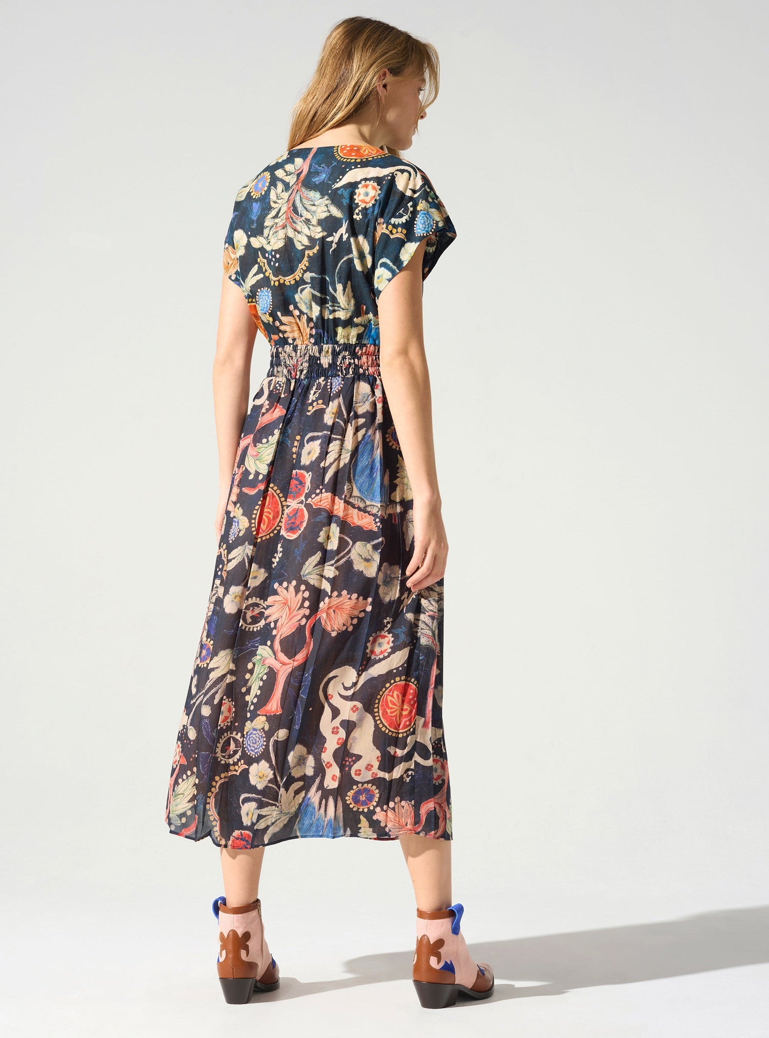 Robe longue smockée à la taille Cotélac 