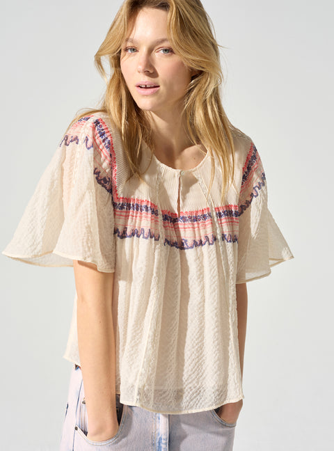 Blouse manches papillons