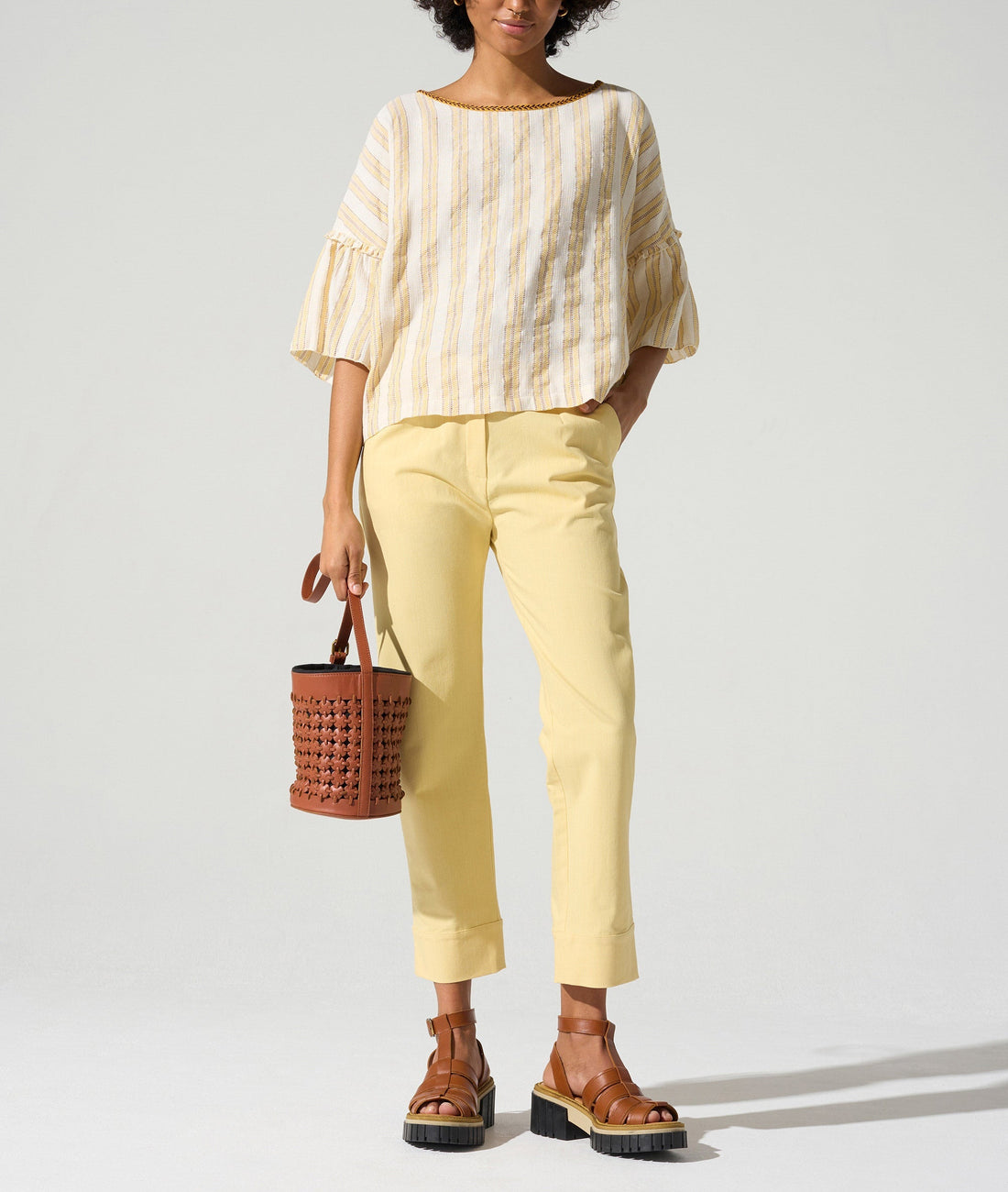 Pantalon Capri avec ceinture passant Cotélac 