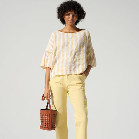 Pantalon Capri avec ceinture passant
