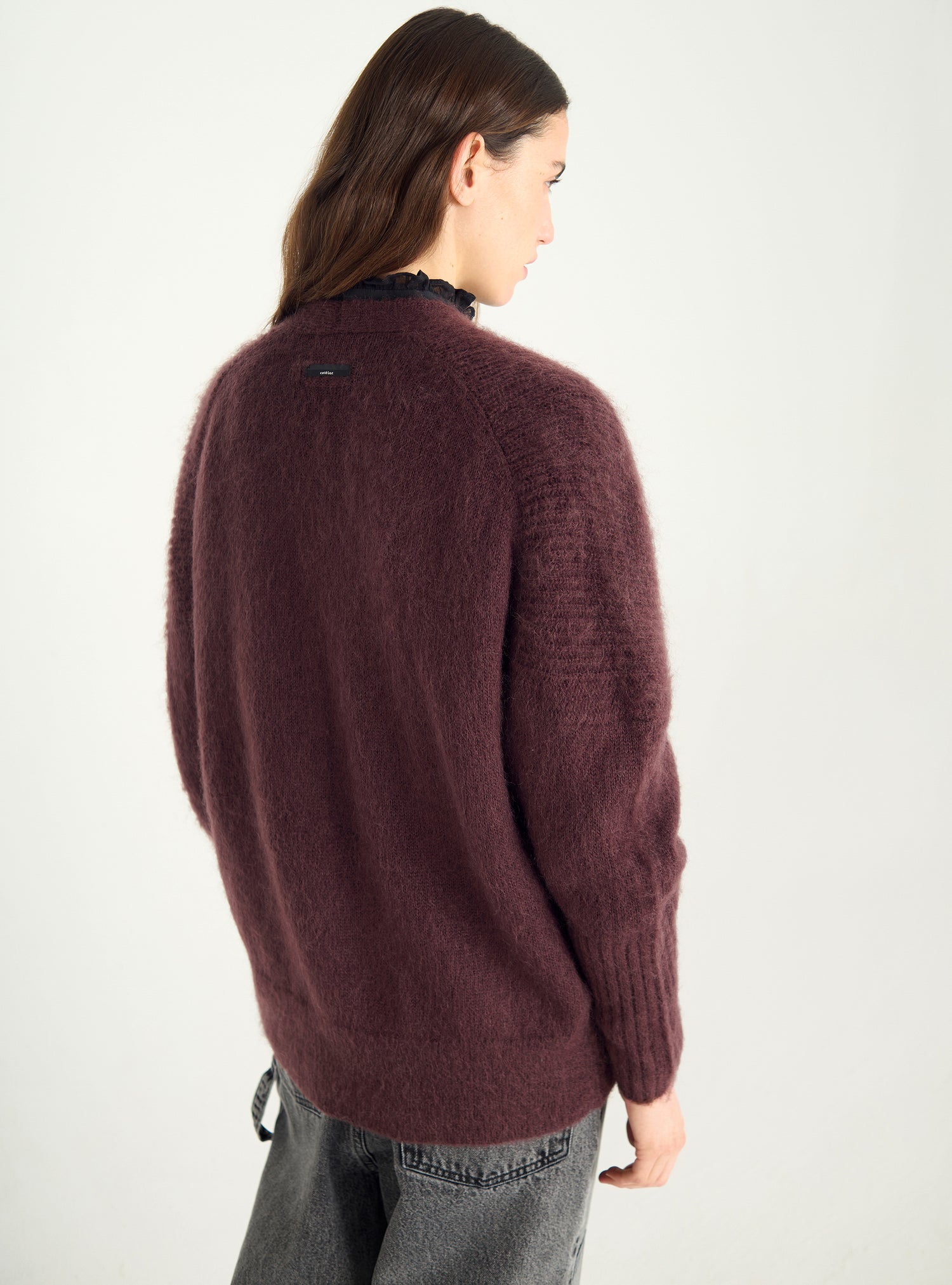 Long brushed mohair cardigan