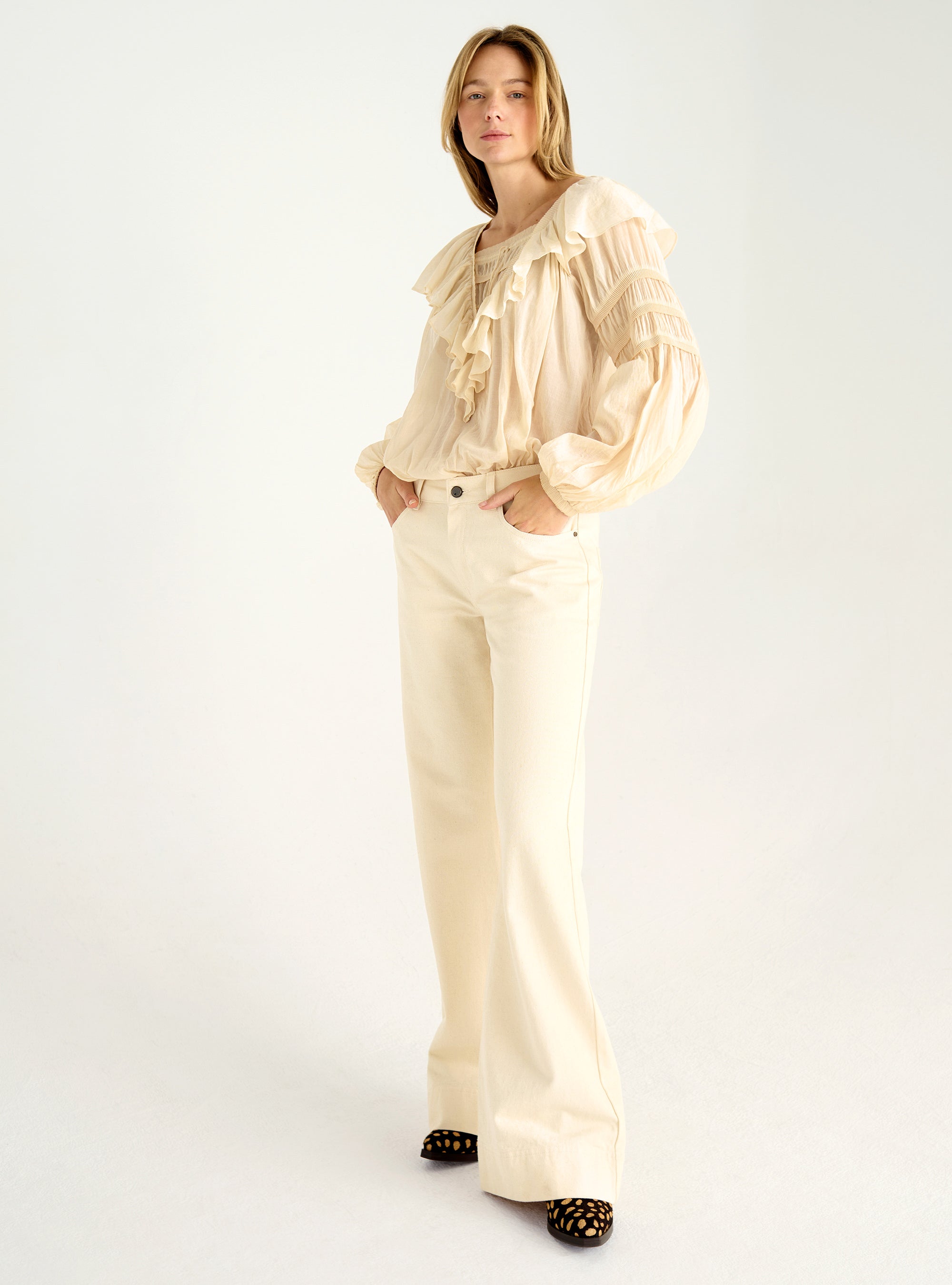 Blouse en voile plissé