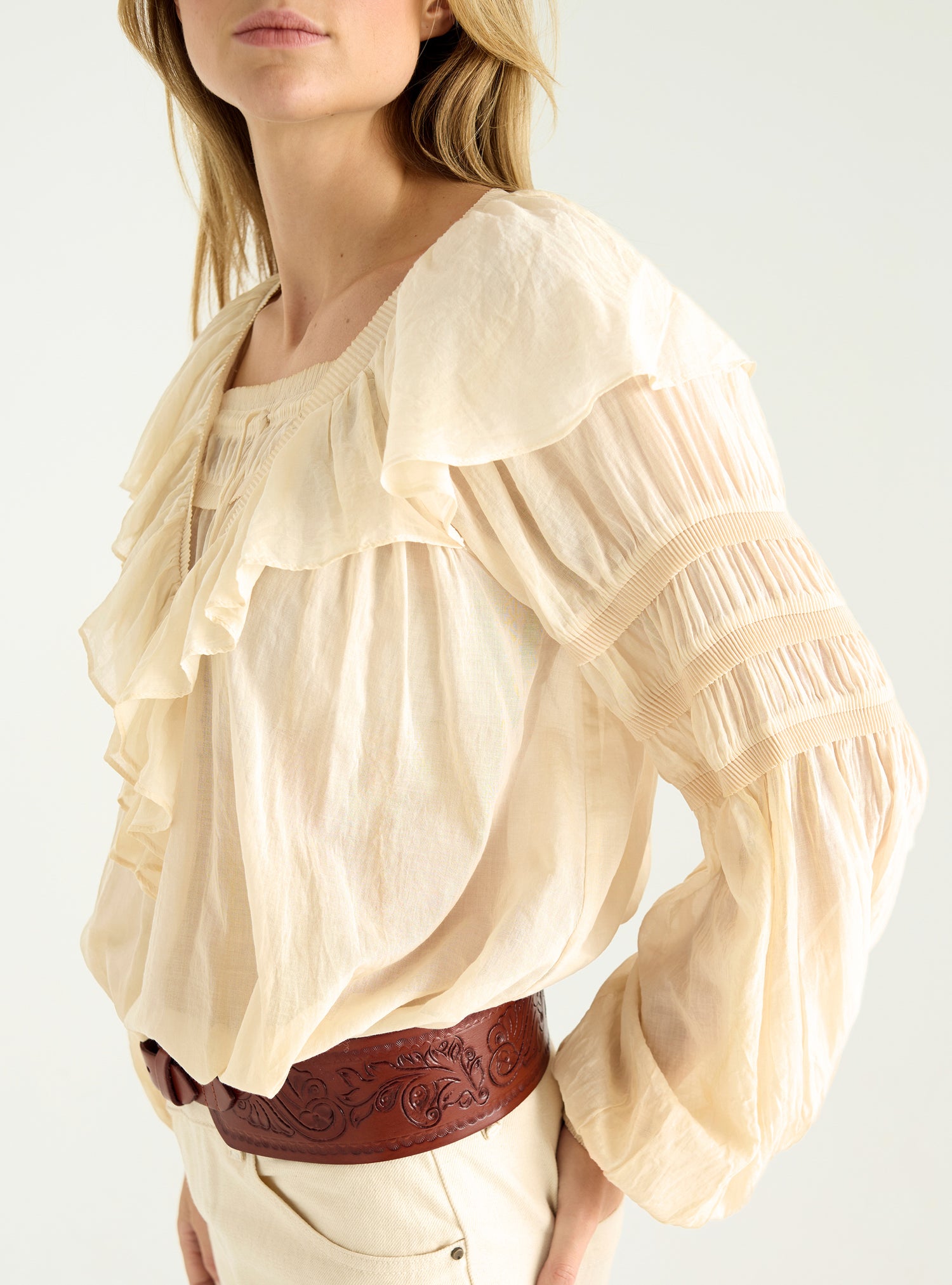Blouse en voile plissé
