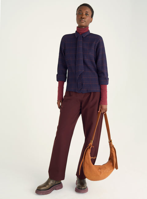 Chemise en seersucker à lavallière amovible