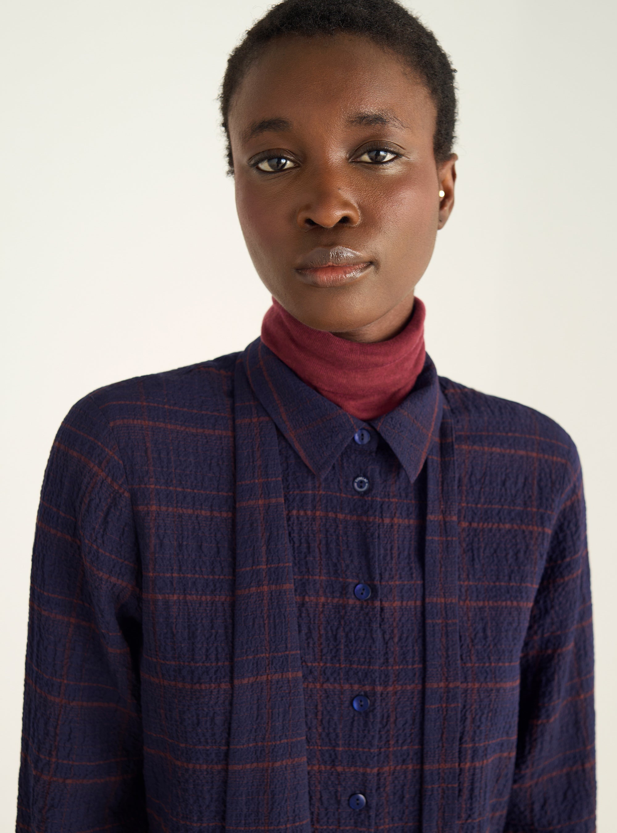 Chemise en seersucker à lavallière amovible