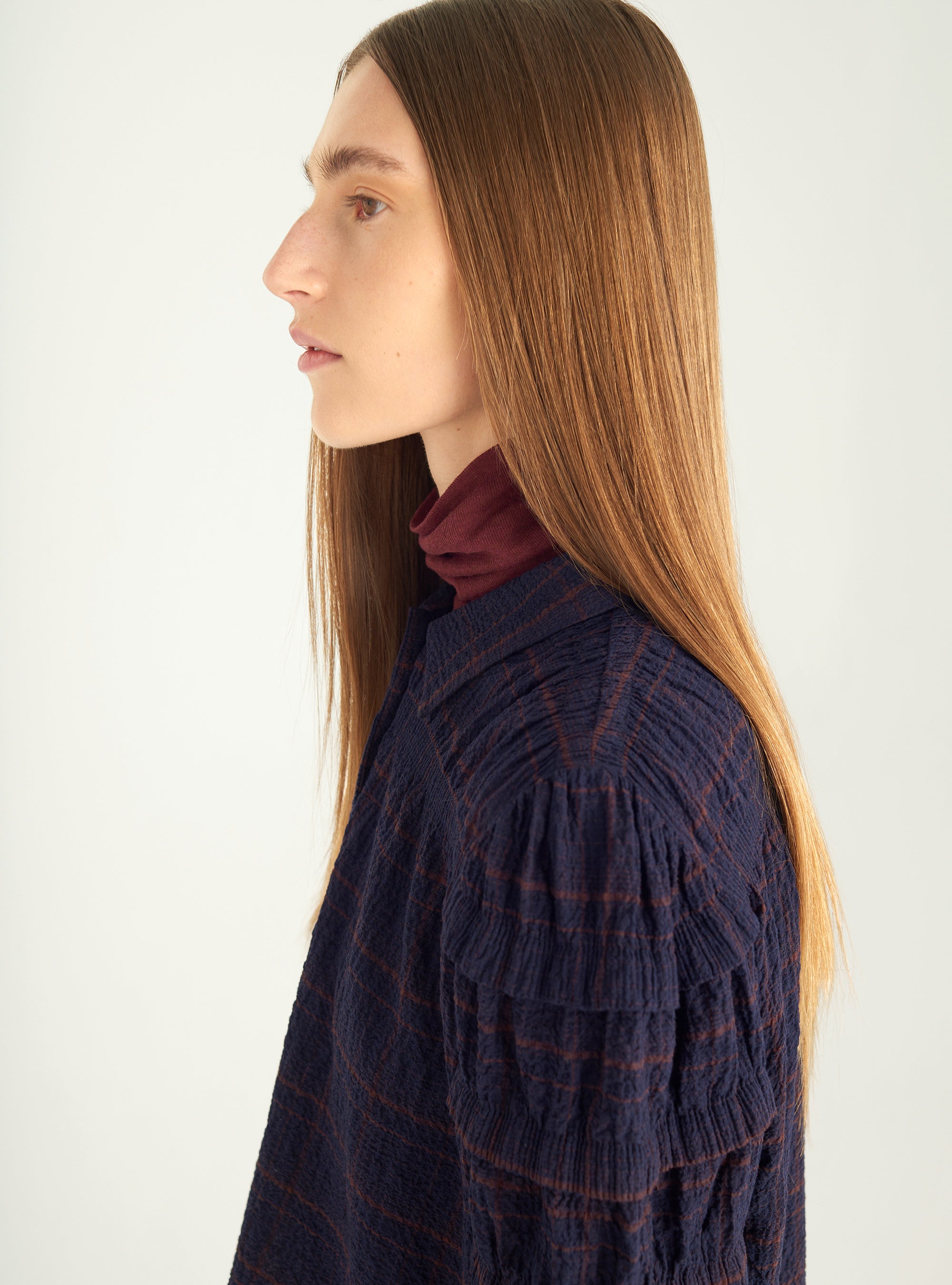 Cloqué check blouse