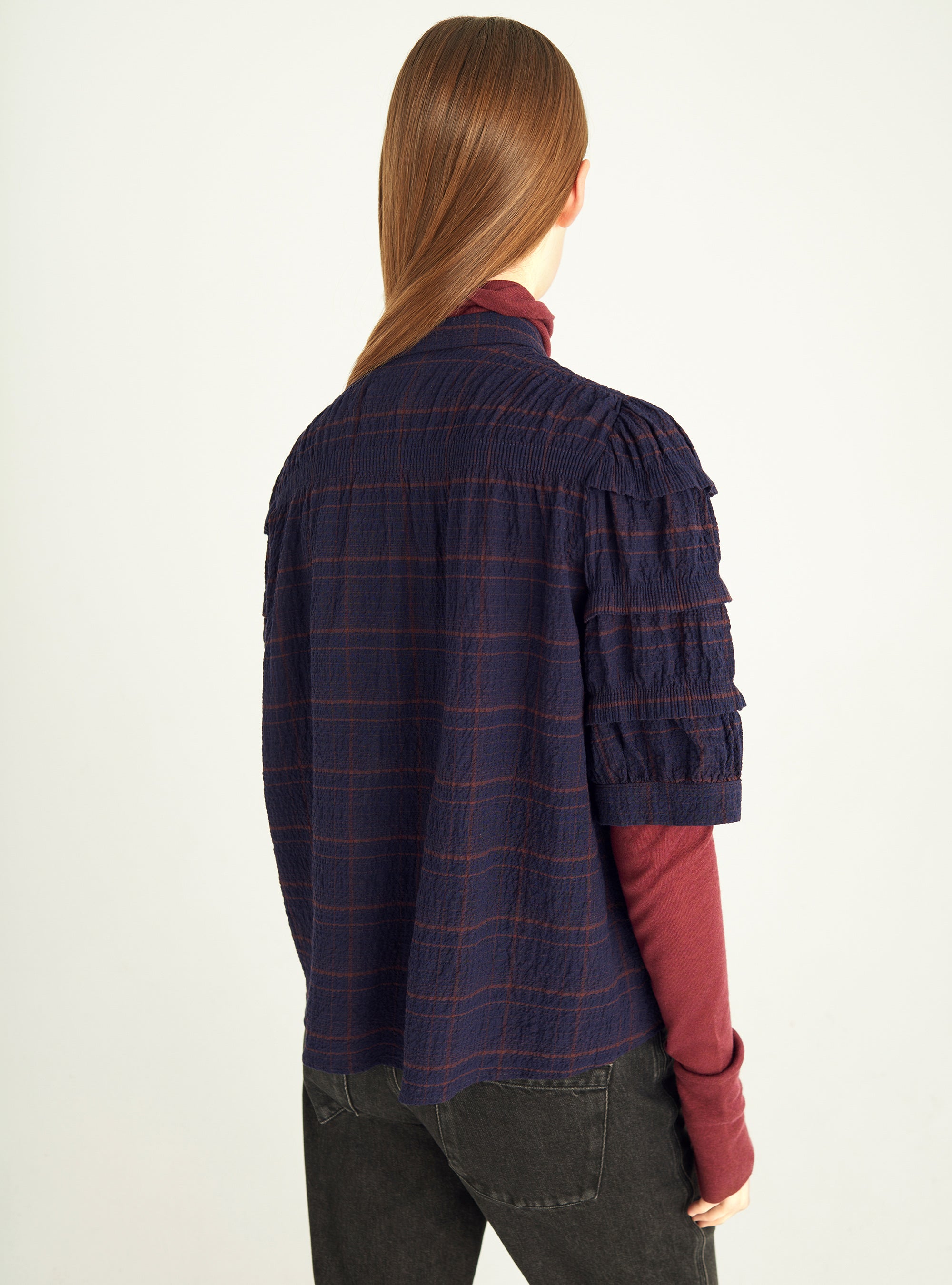 Cloqué check blouse