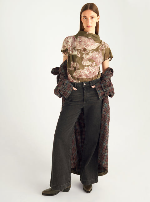 Draped blouse in cotton/silk voile