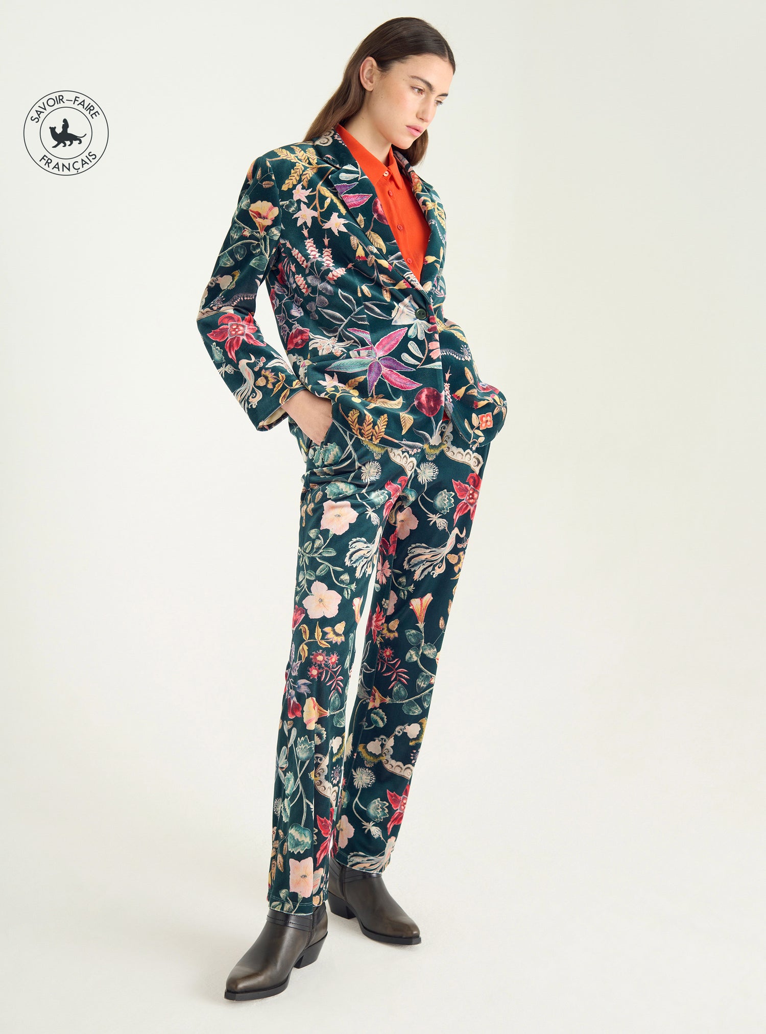 Veste blazer en maille velours