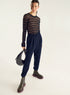 Flowing pants with ruffled waist