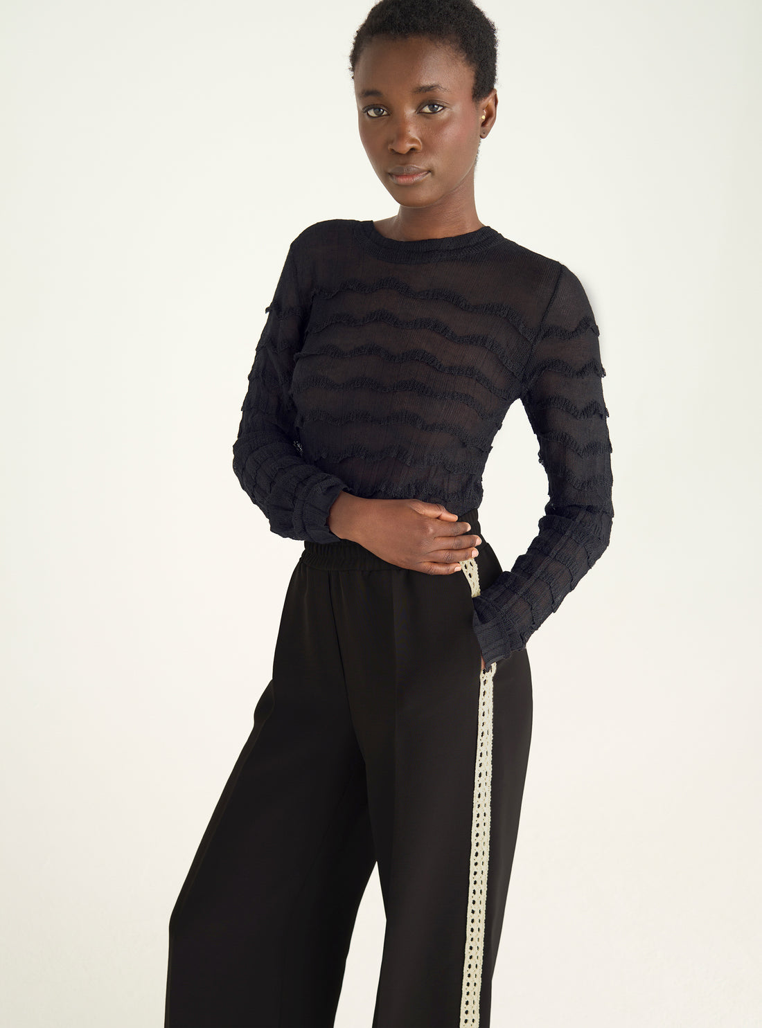 Wide pants with elasticated waist