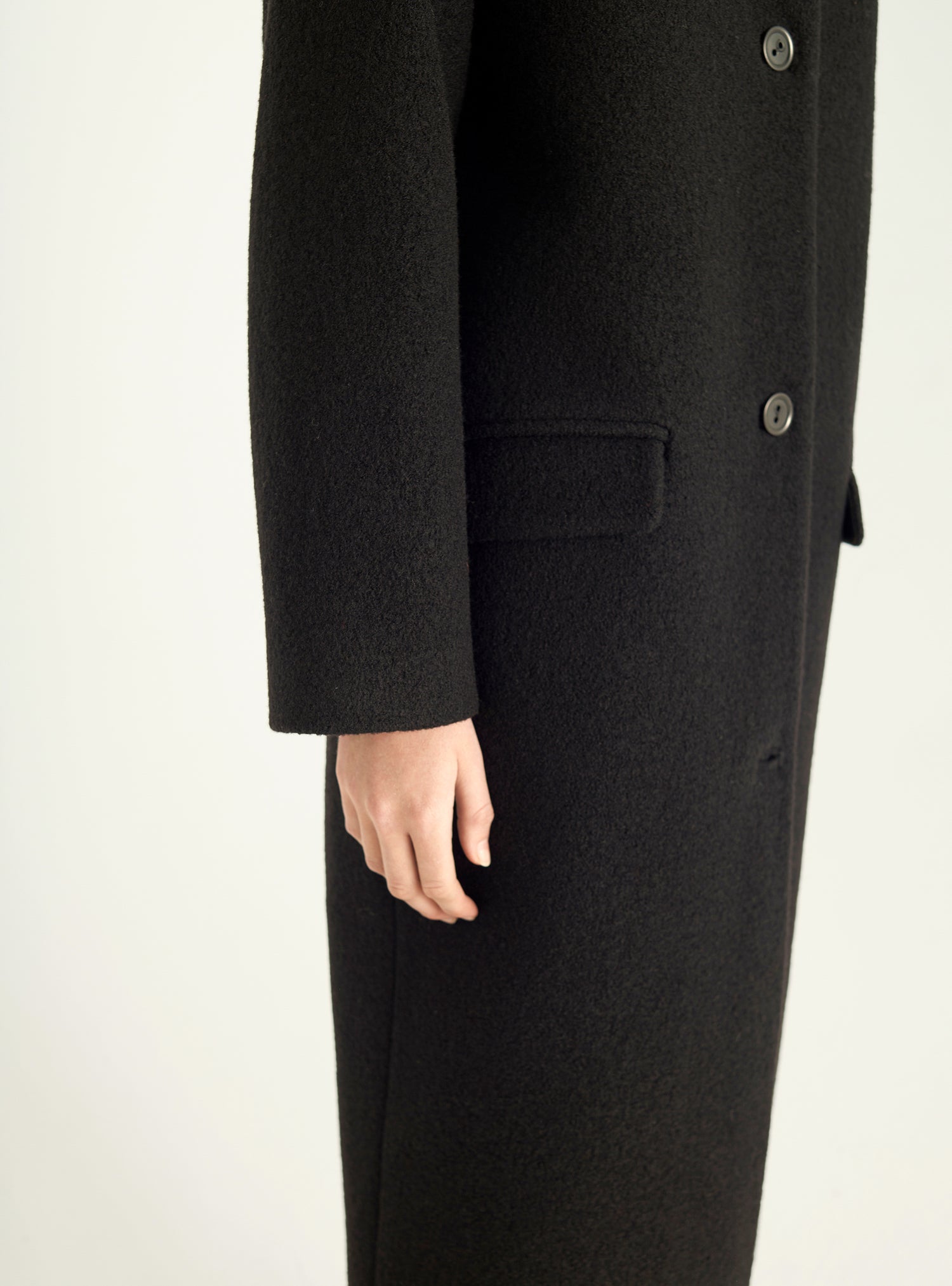 Long boiled wool coat