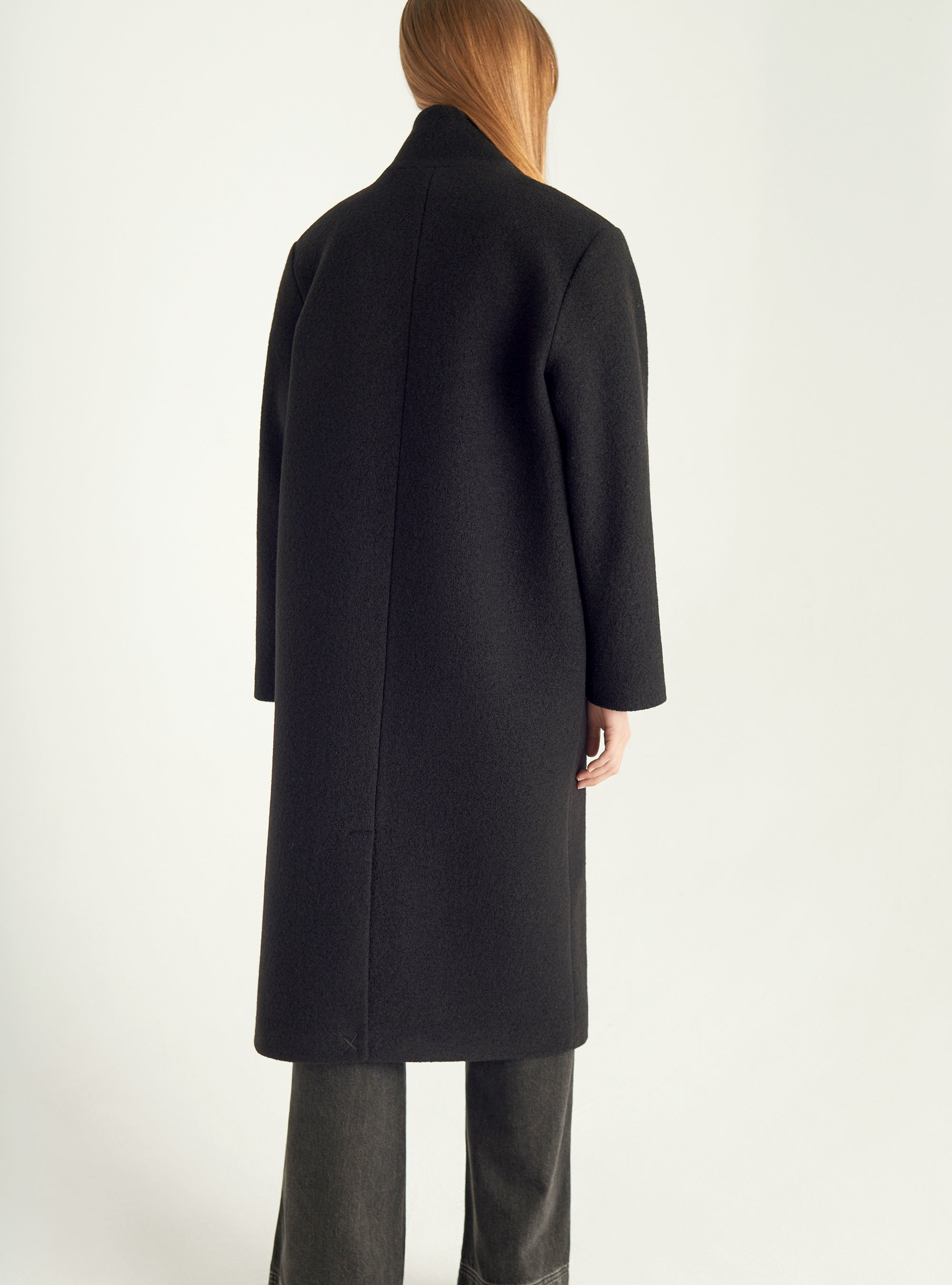 Long boiled wool coat