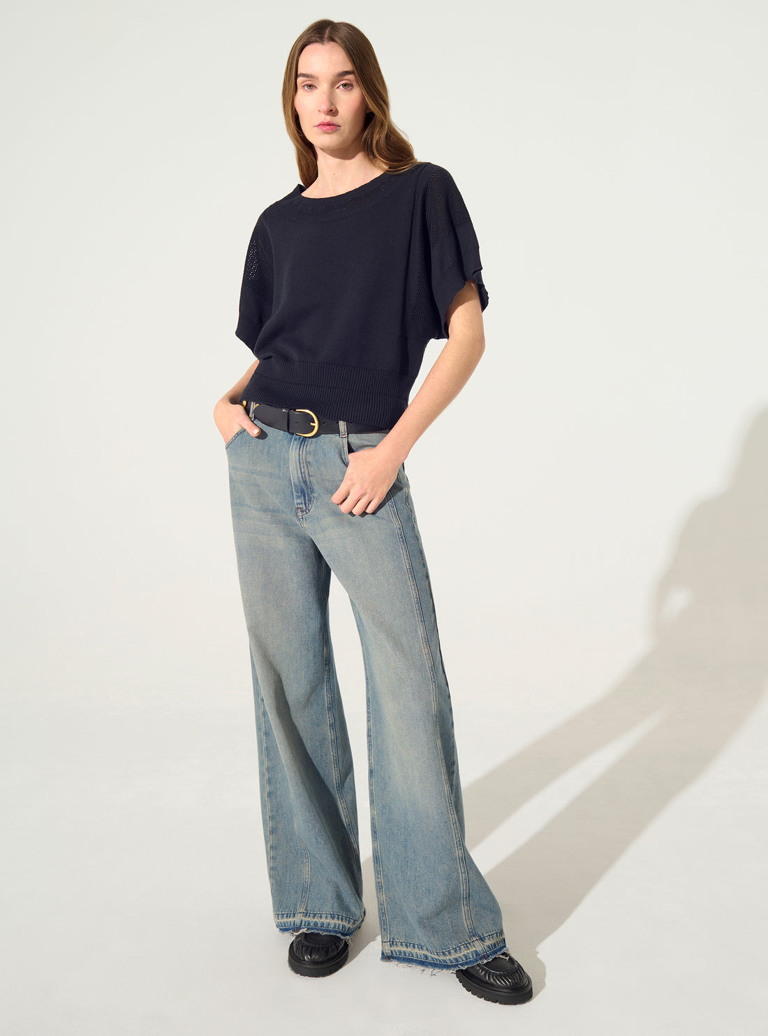 Black cotton and cashmere sweater