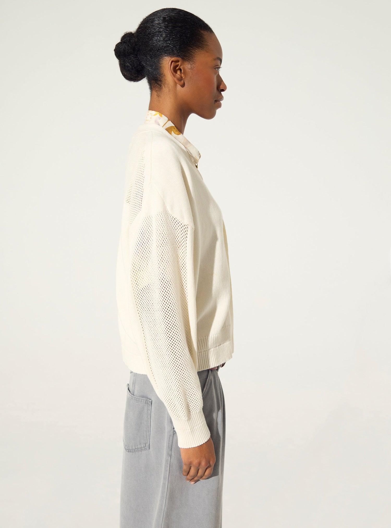 white cotton and cashmere cardigan