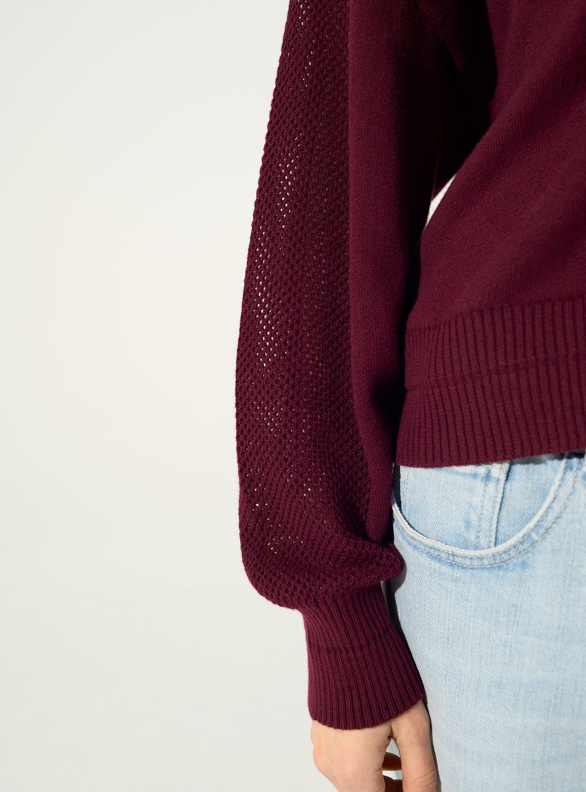 red cotton and cashmere cardigan
