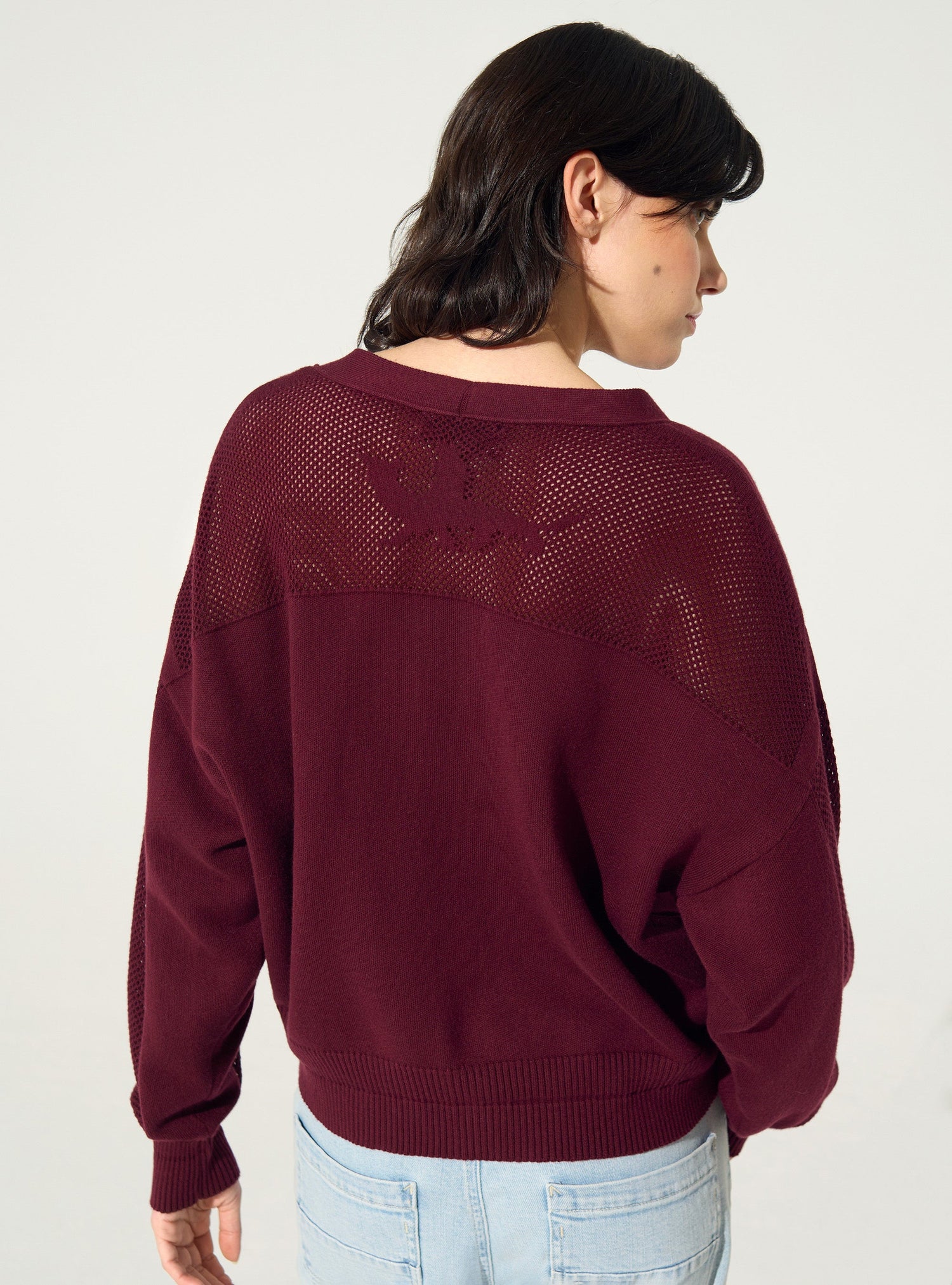 red cotton and cashmere cardigan