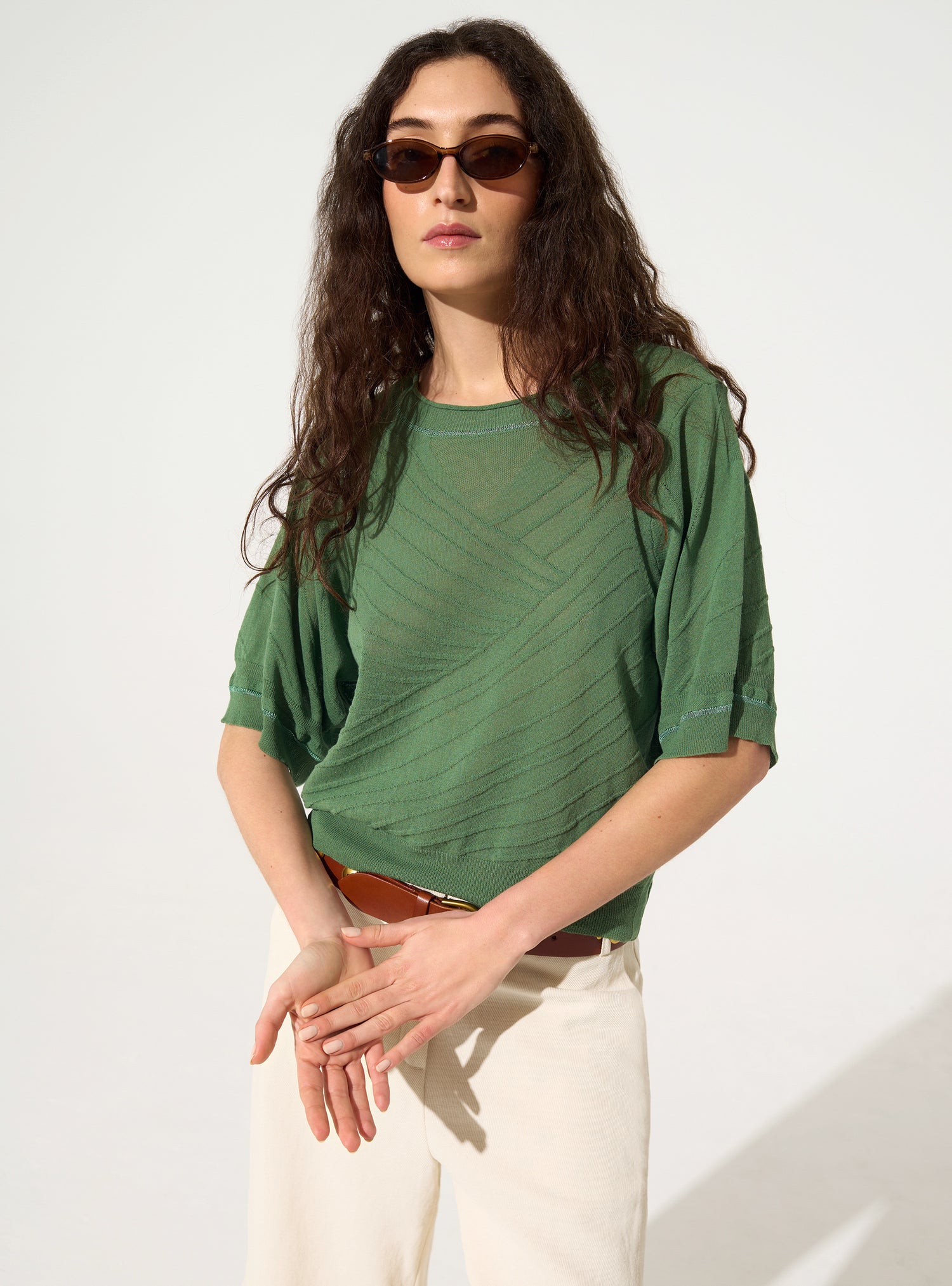 Green cotton sweater