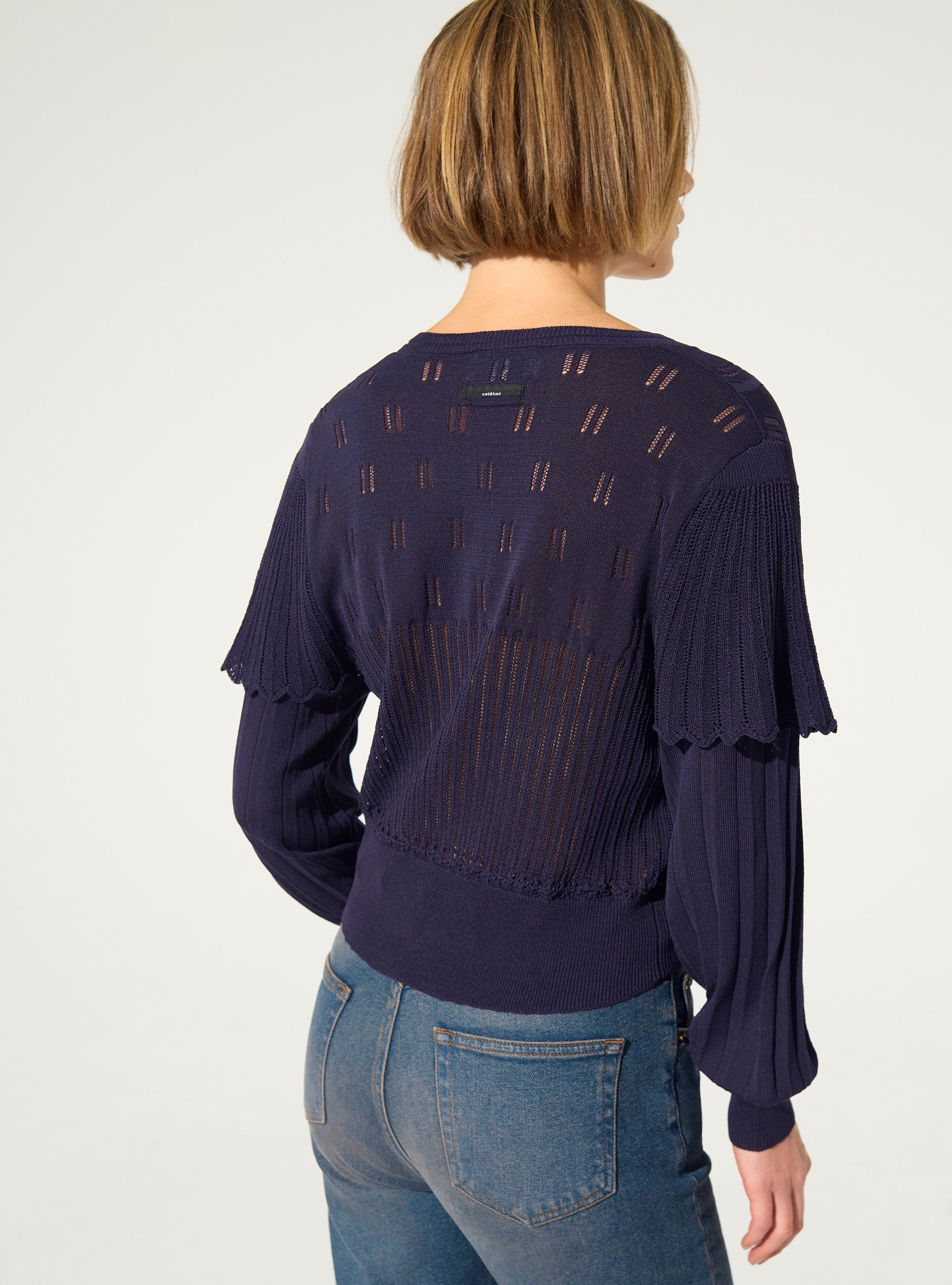 Purple pleated cardigan