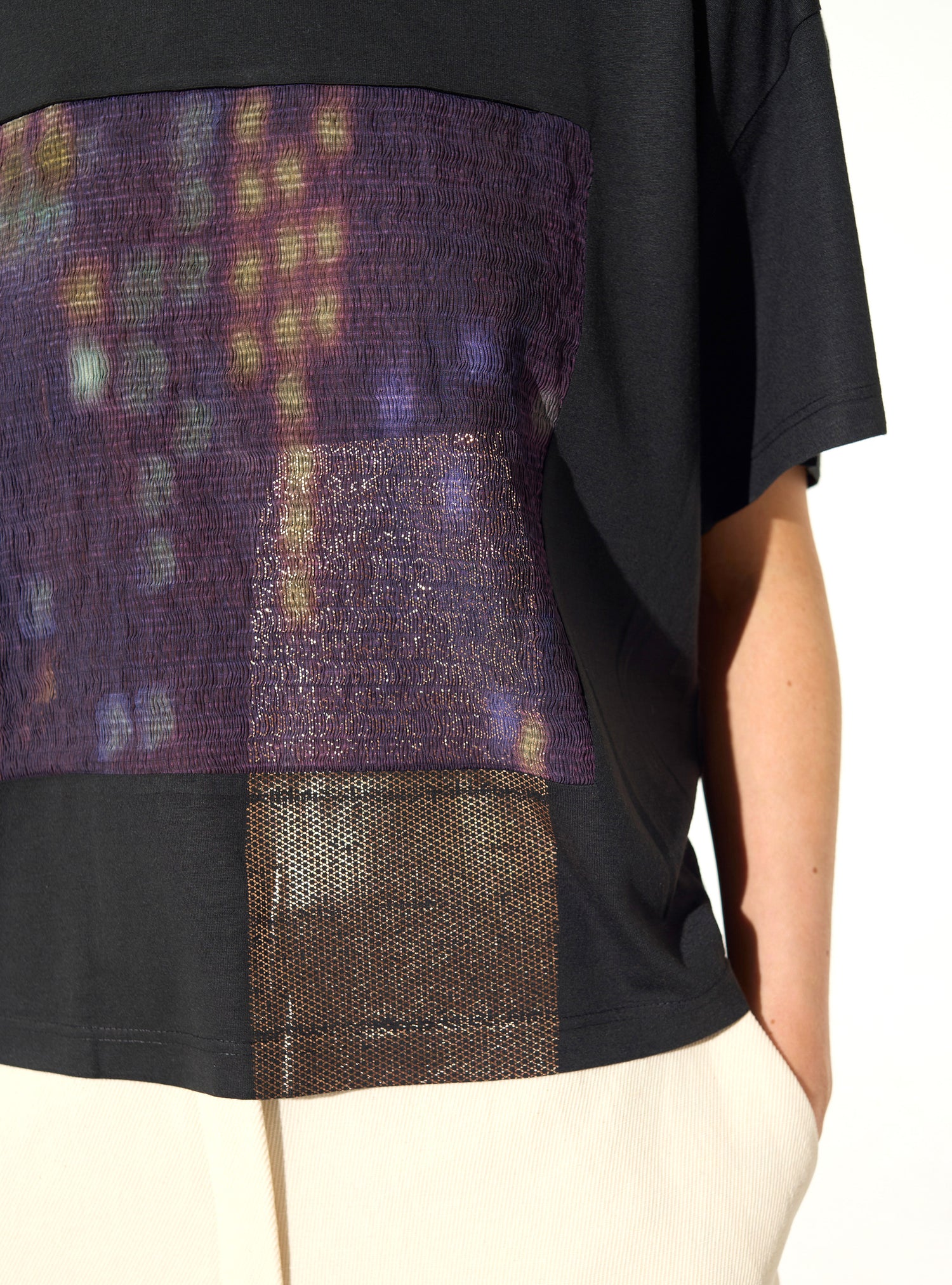 T-Shirt bouillonné et sublimé violet