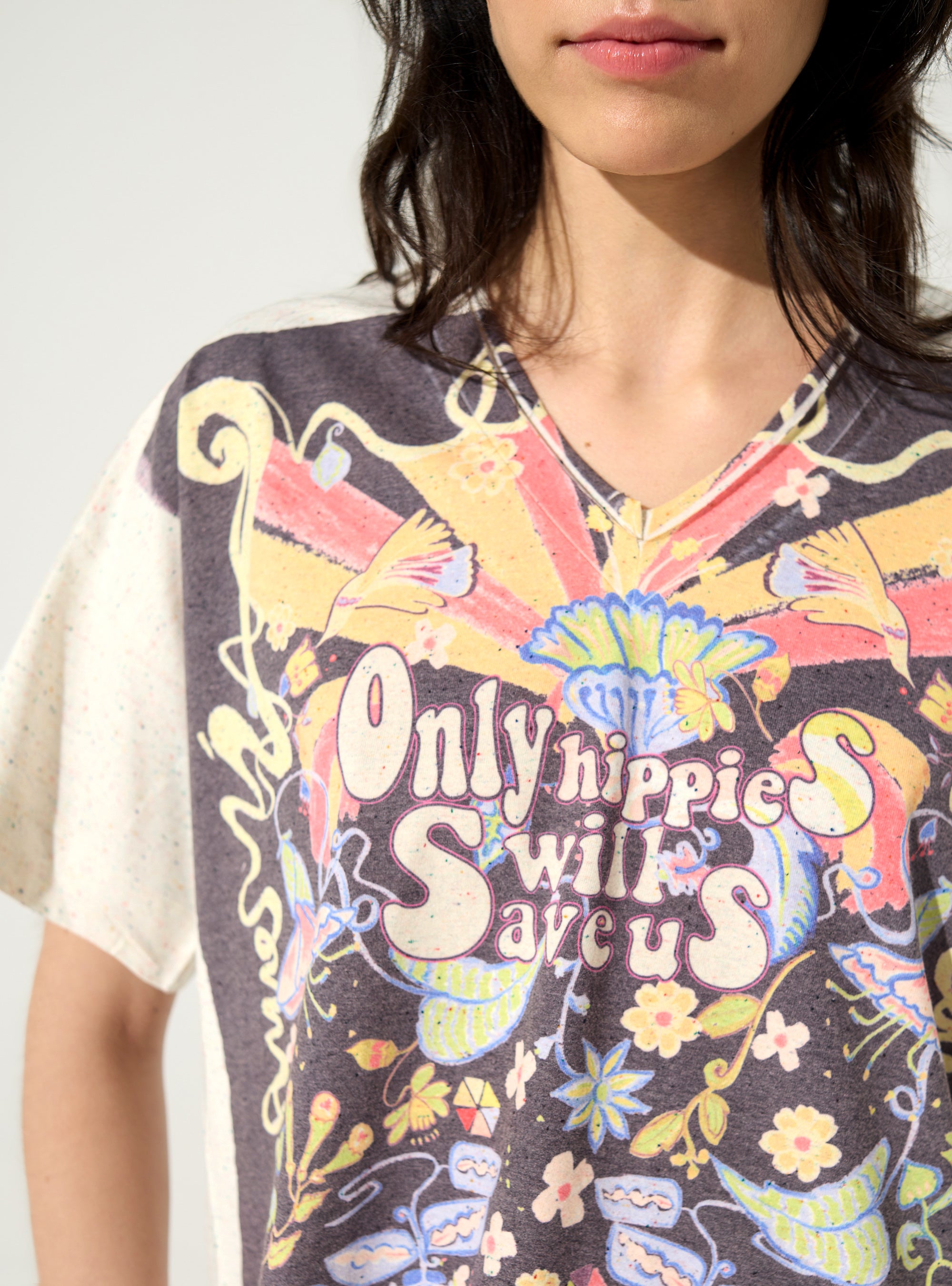 T-Shirt plissé et sublimé blanc