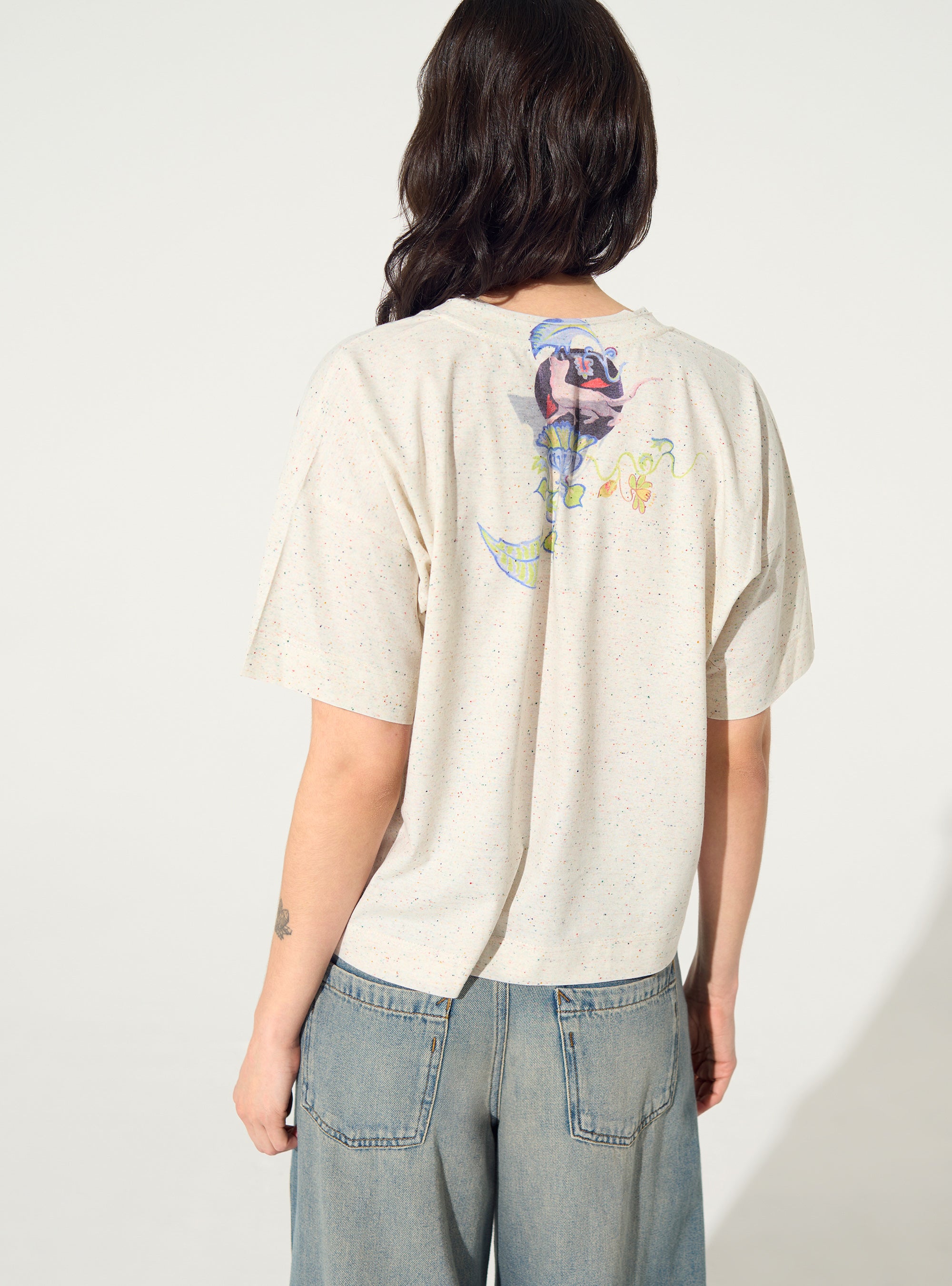 T-Shirt plissé et sublimé blanc