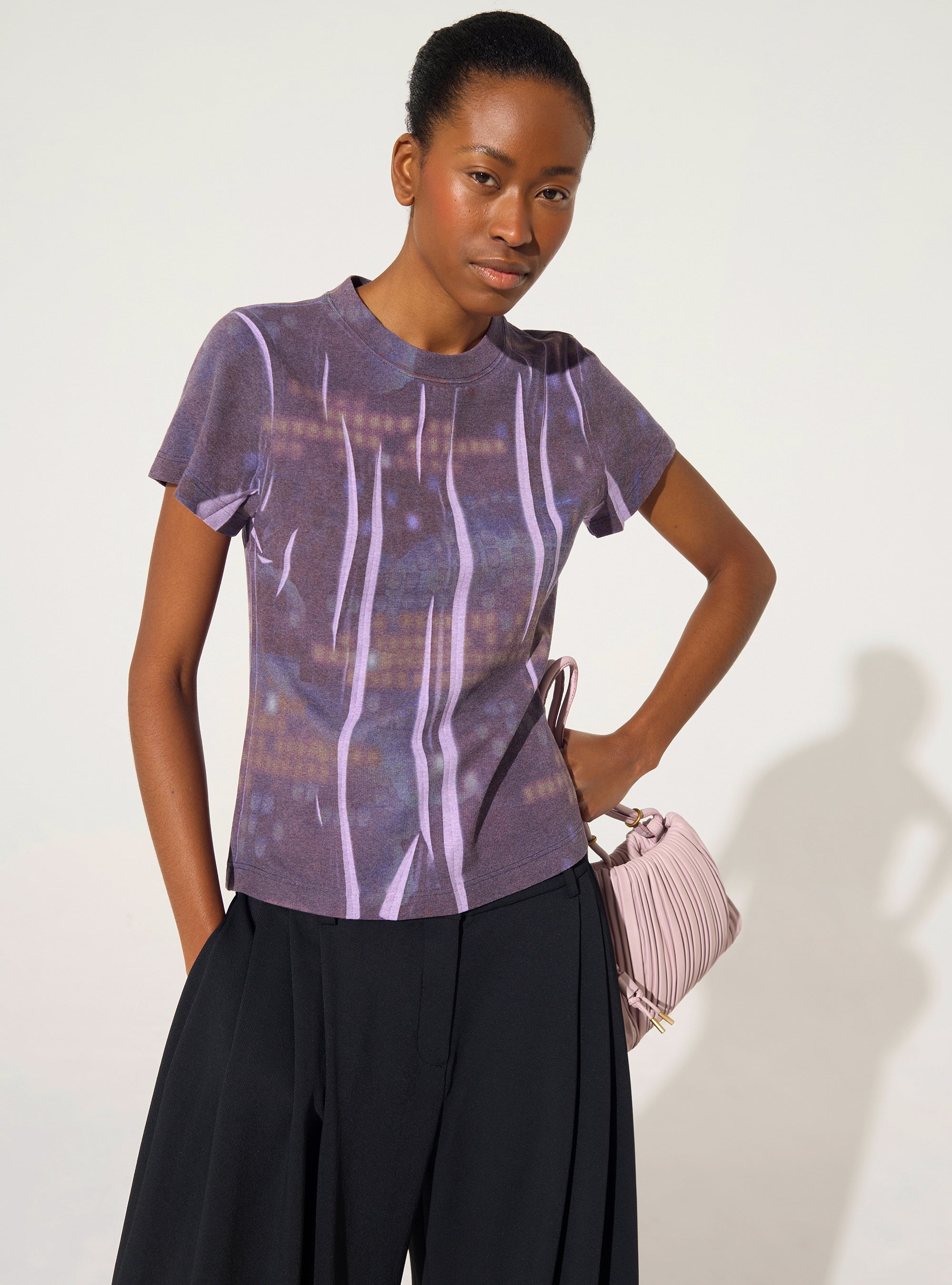 T-shirt imprimé maison violet Cotélac 