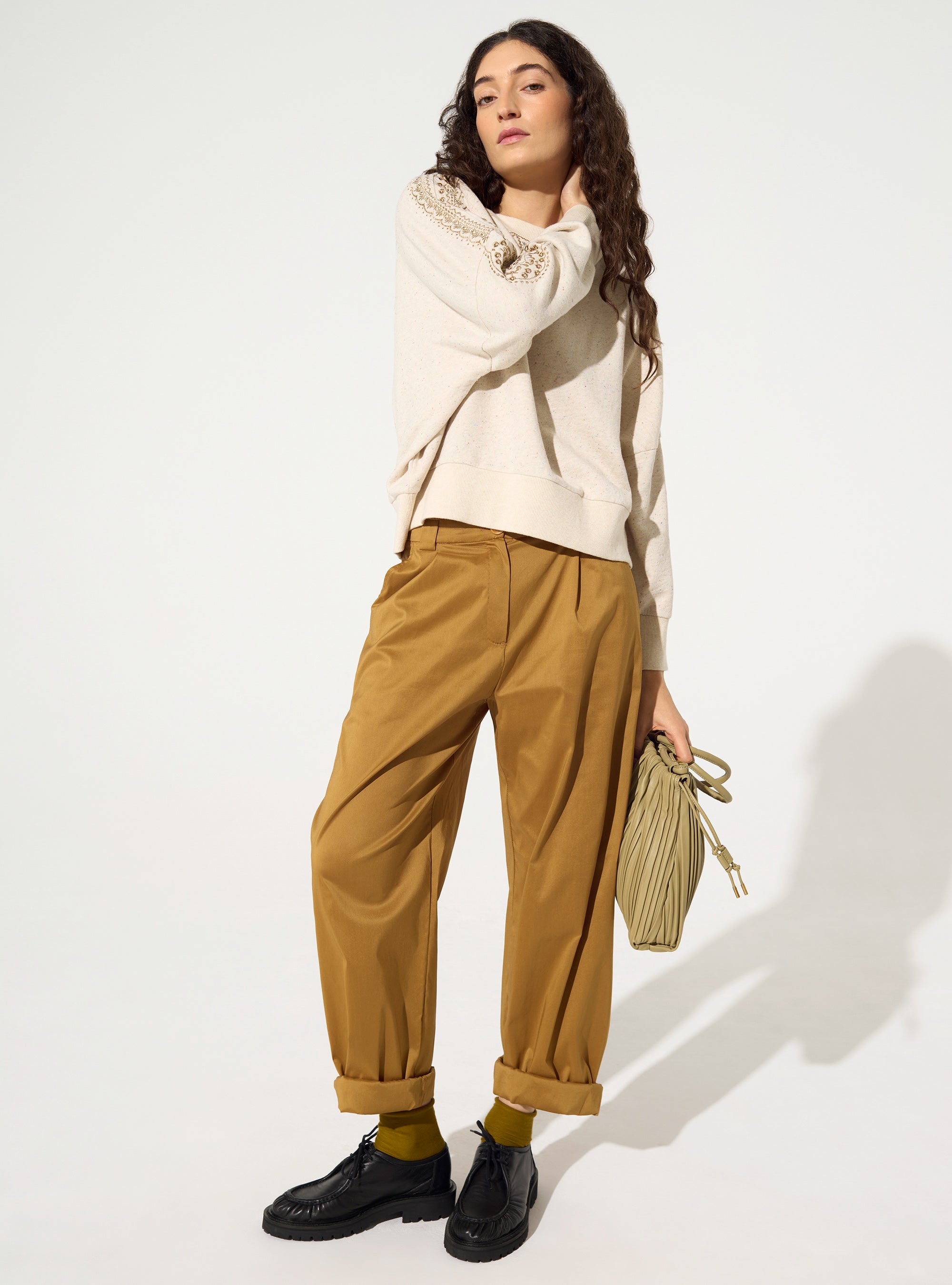 White embroidered cotton sweatshirt