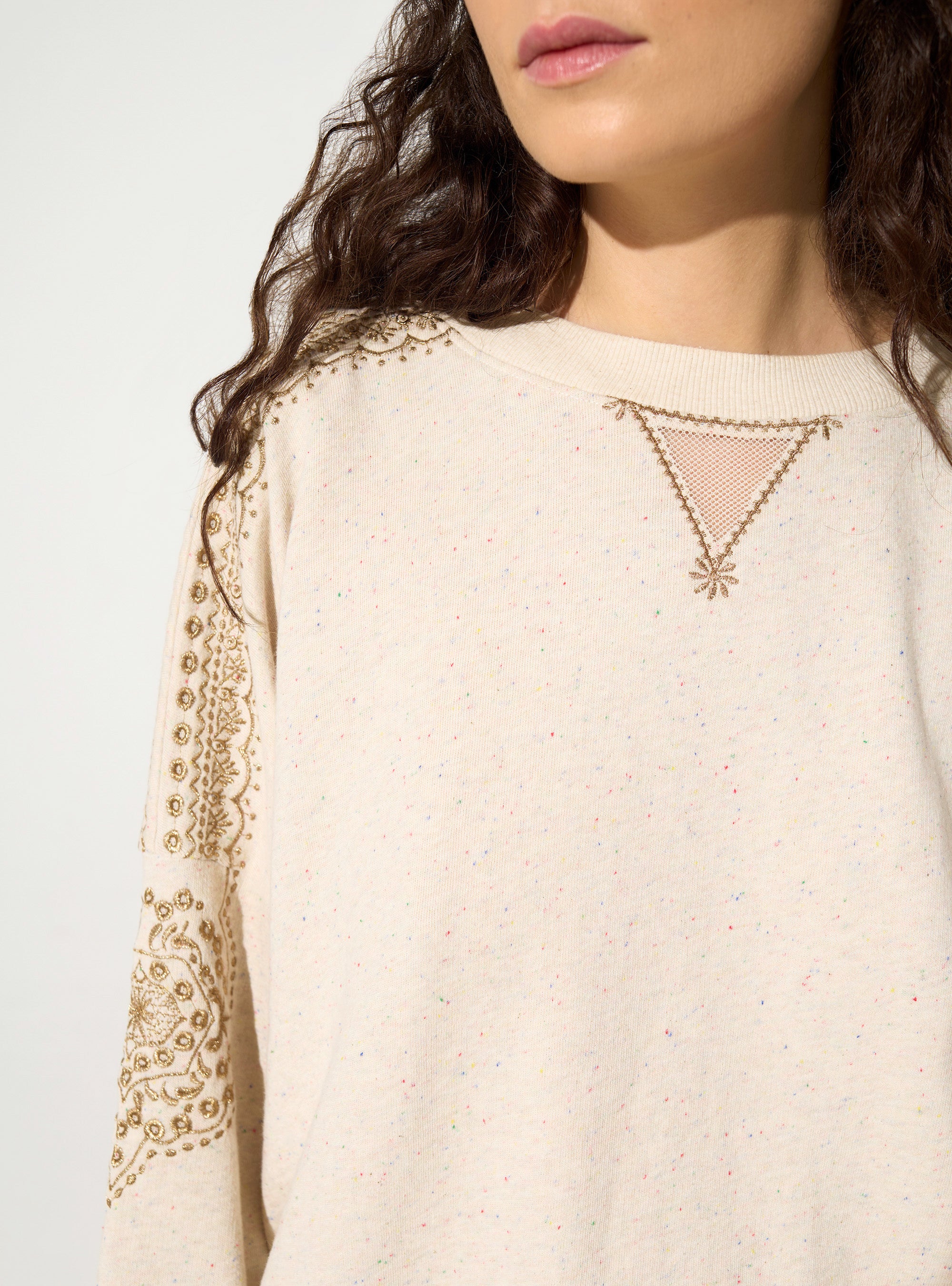 White embroidered cotton sweatshirt