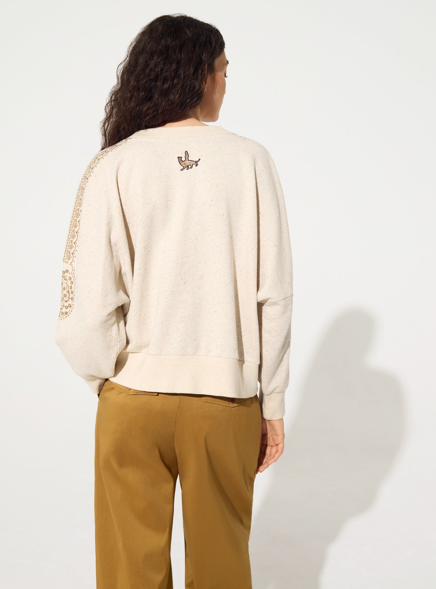 White embroidered cotton sweatshirt